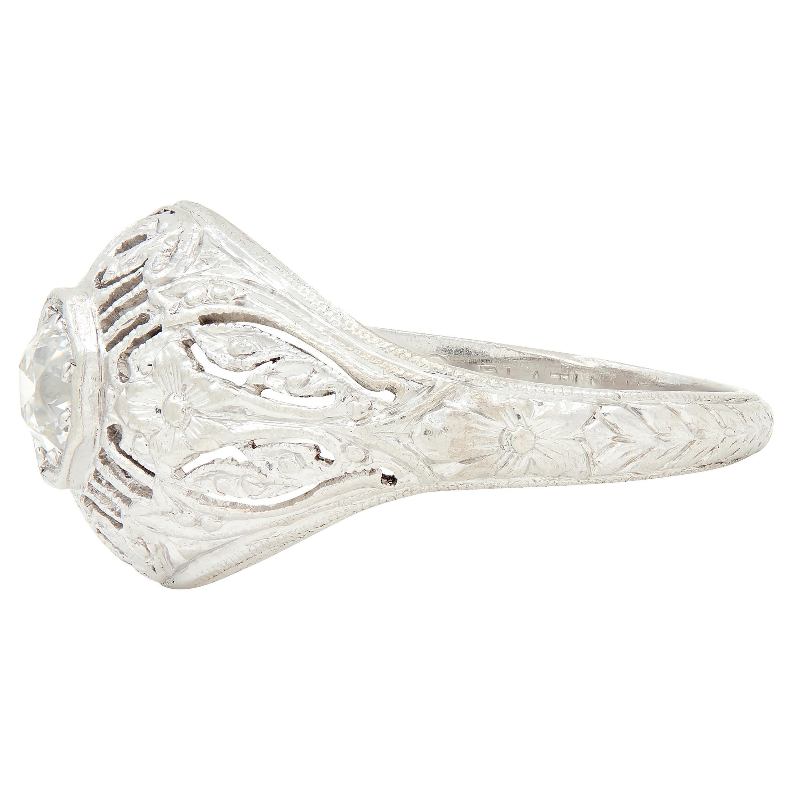 Edwardian Old European Diamond Platinum Orange Blossom Antique Engagement Ring