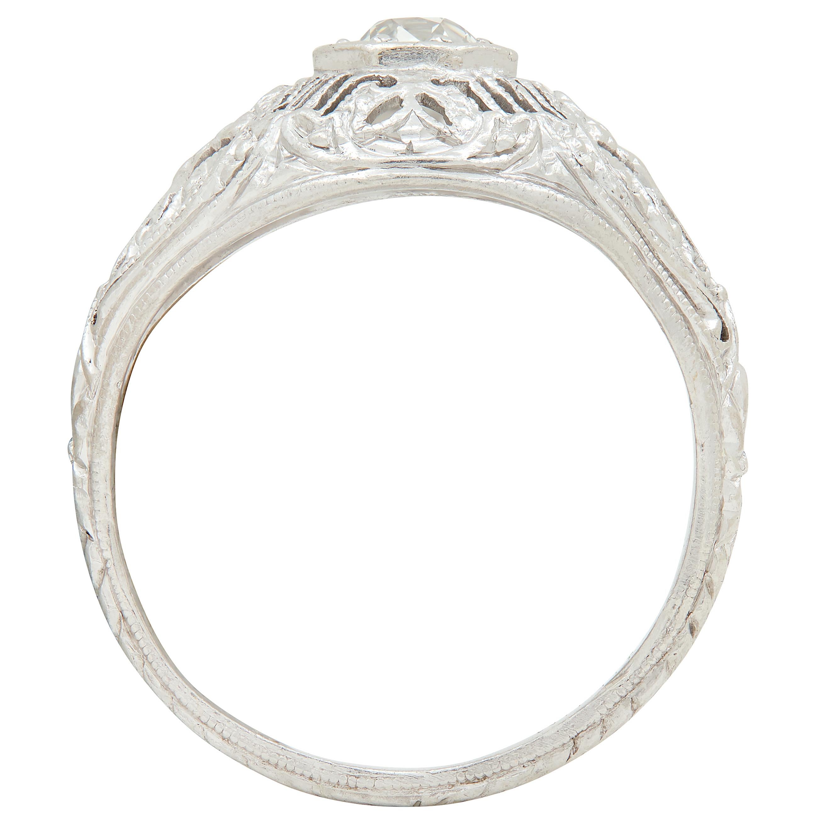 Edwardian Old European Diamond Platinum Orange Blossom Antique Engagement Ring