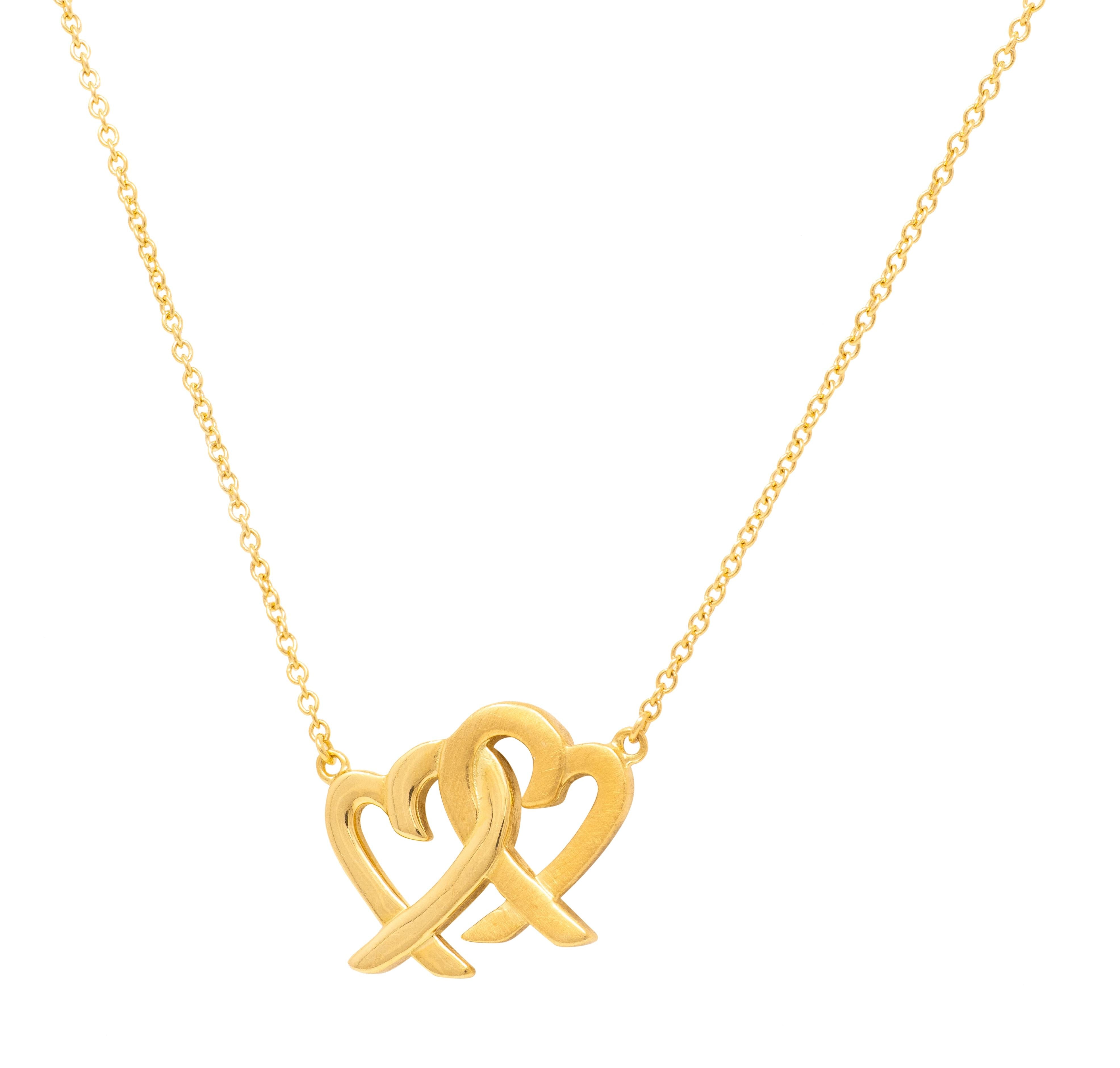 Paloma Picasso Tiffany & Co. 1990s 18K Vintage Double Loving Hearts Necklace