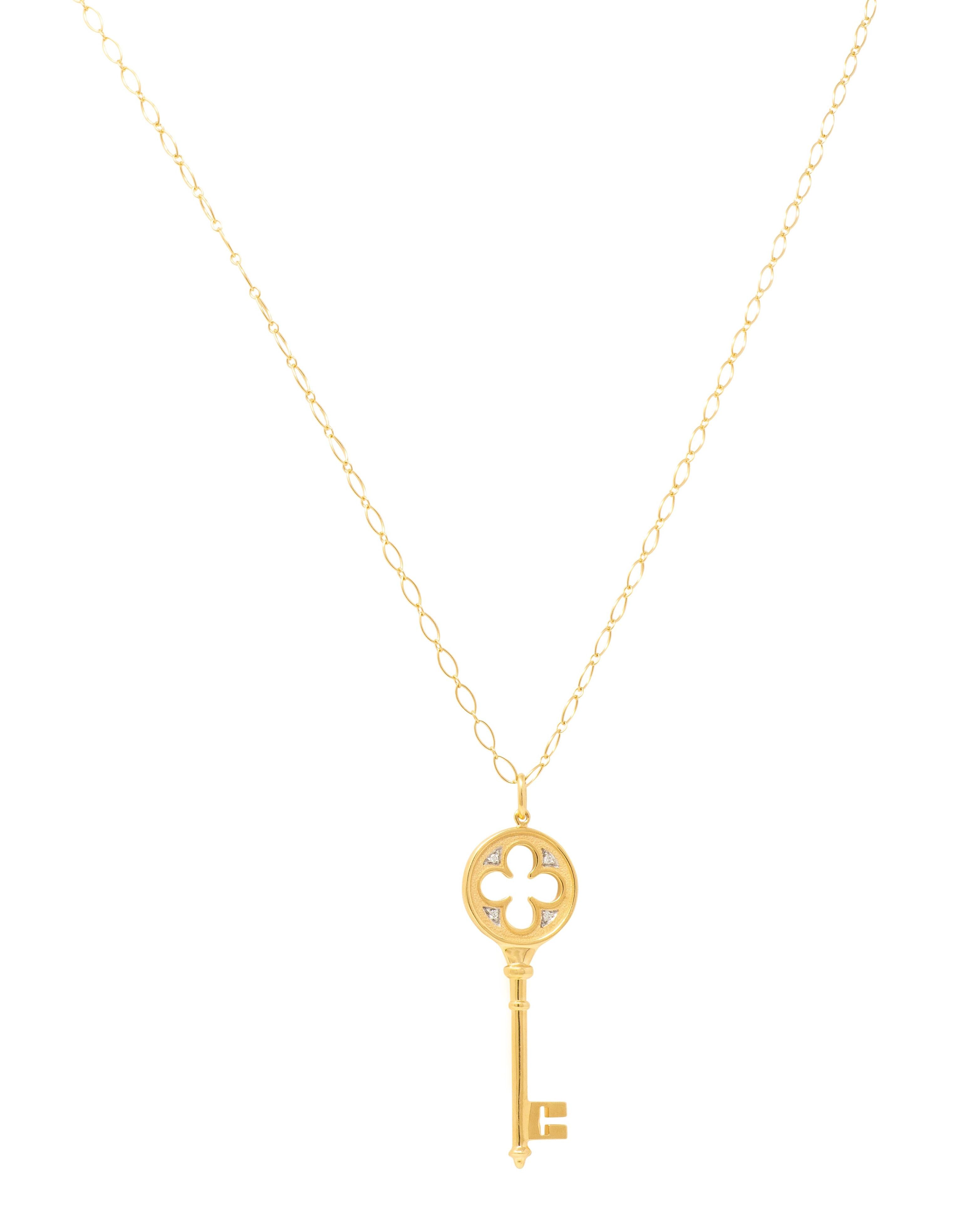 Tiffany & Co. Contemporary Diamond 18 Karat Yellow Gold Key Pendant Necklace