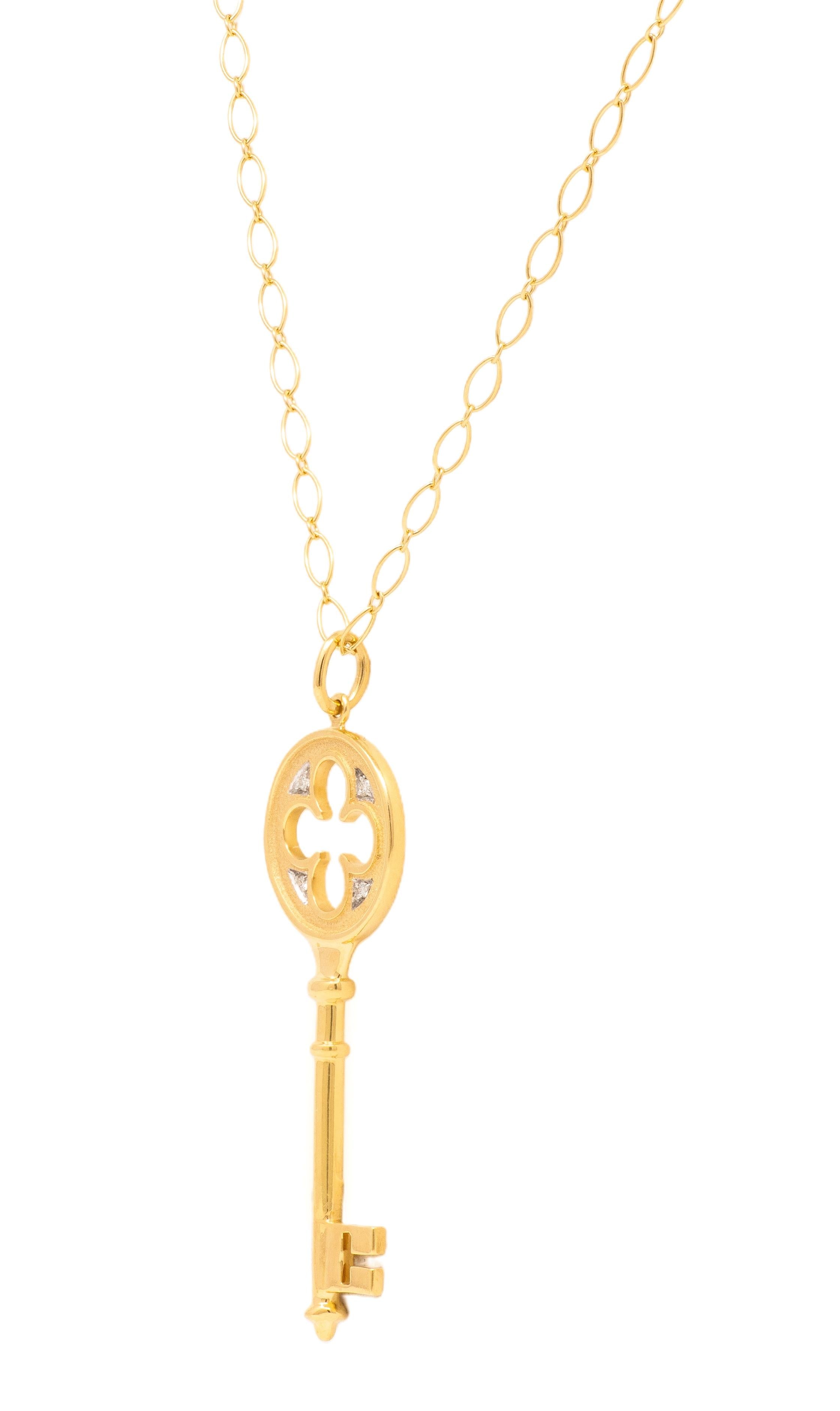Tiffany & Co. Contemporary Diamond 18 Karat Yellow Gold Key Pendant Necklace