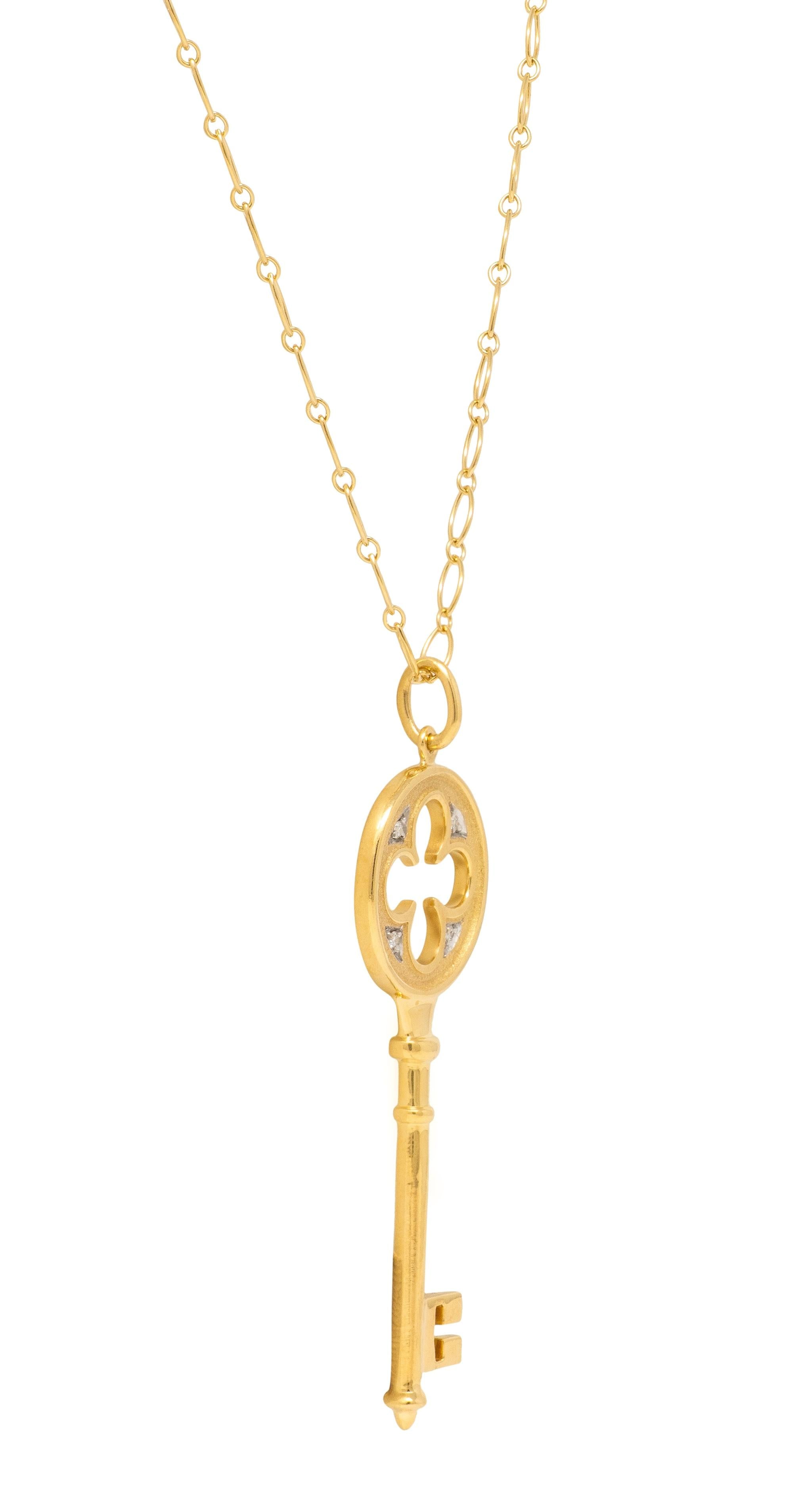 Tiffany & Co. Contemporary Diamond 18 Karat Yellow Gold Key Pendant Necklace