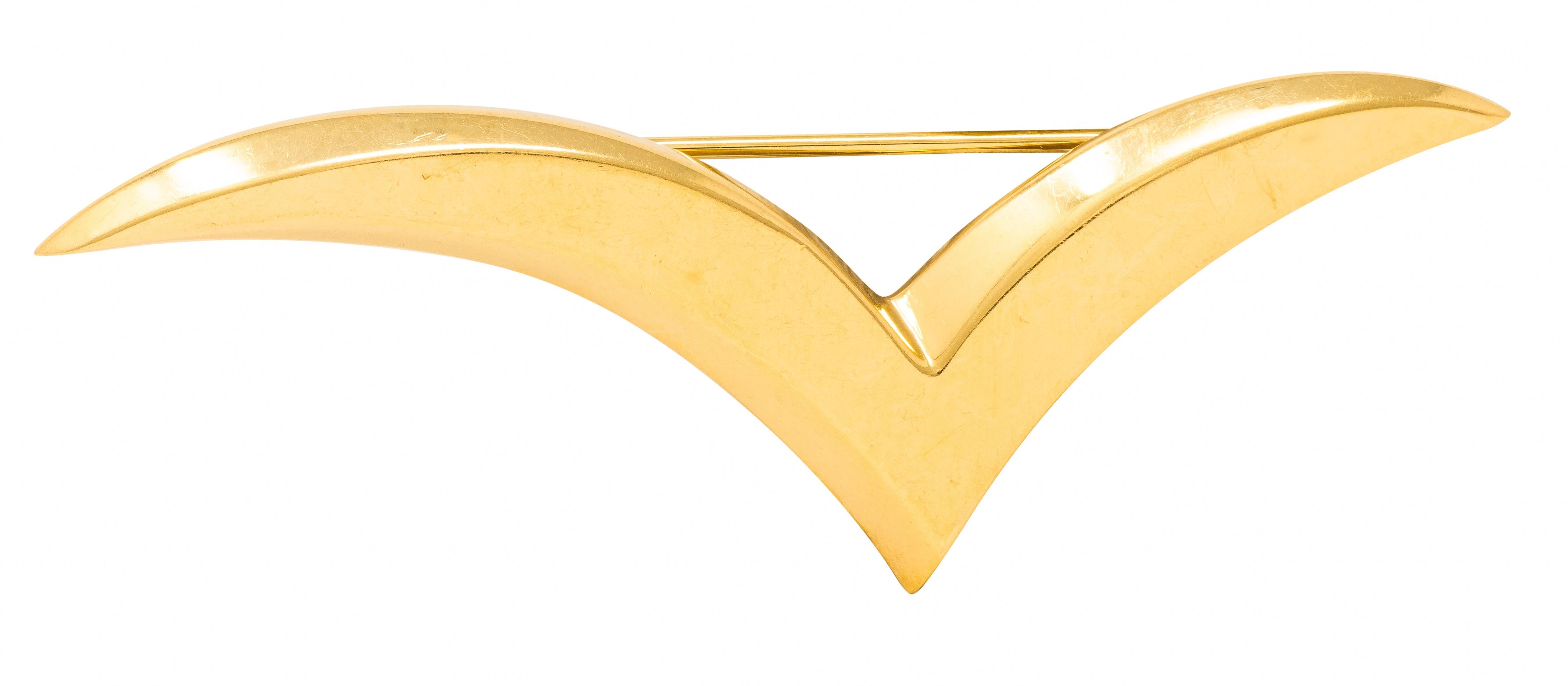 Angela Cummings Tiffany & Co. 1980's 18 Karat Yellow Gold Vintage Seagull Brooch