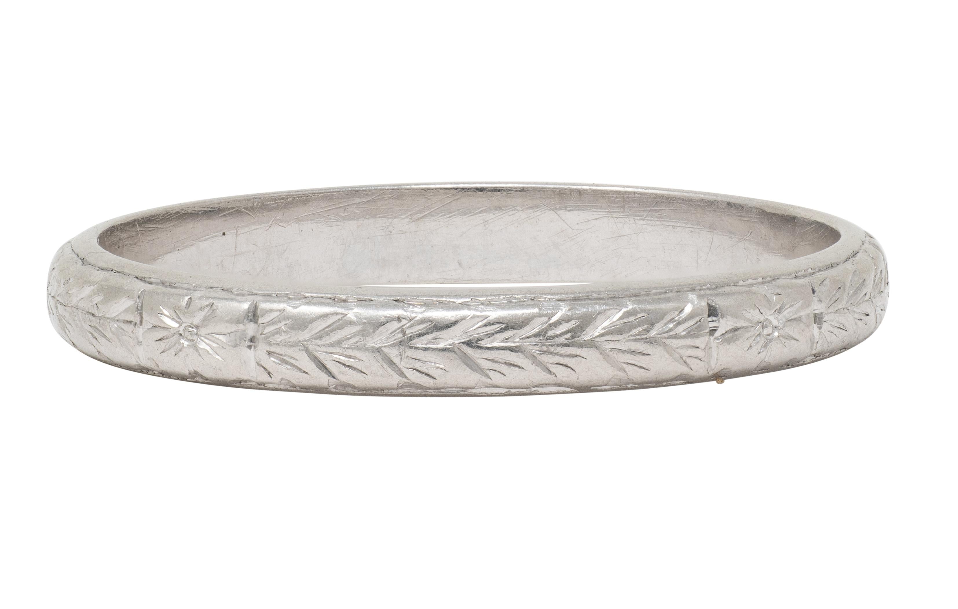 Art Deco Platinum Vintage Orange Blossom Wheat Wedding Band Ring