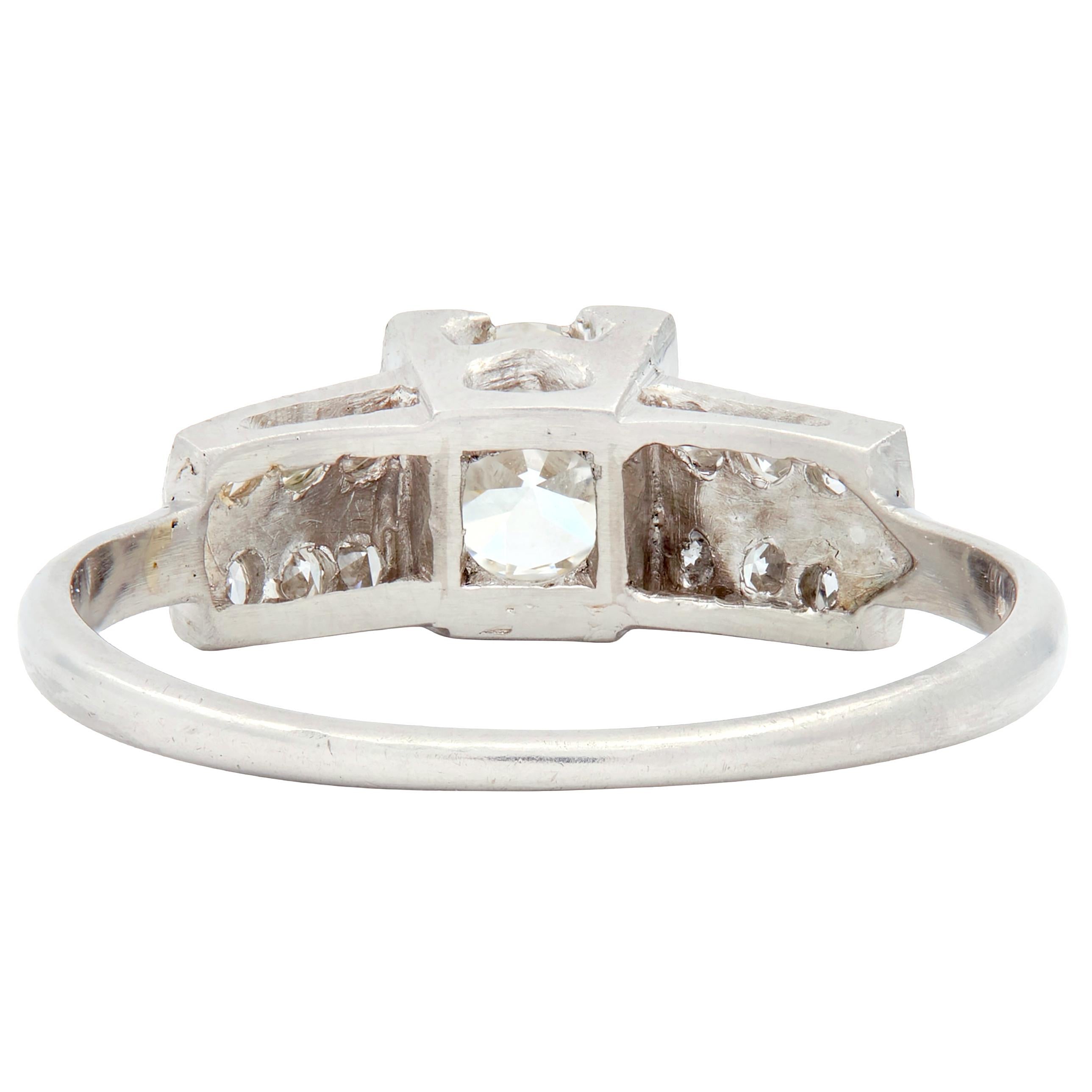 Art Deco 1935 0.65 CTW Old European Diamond Platinum Vintage Engagement Ring