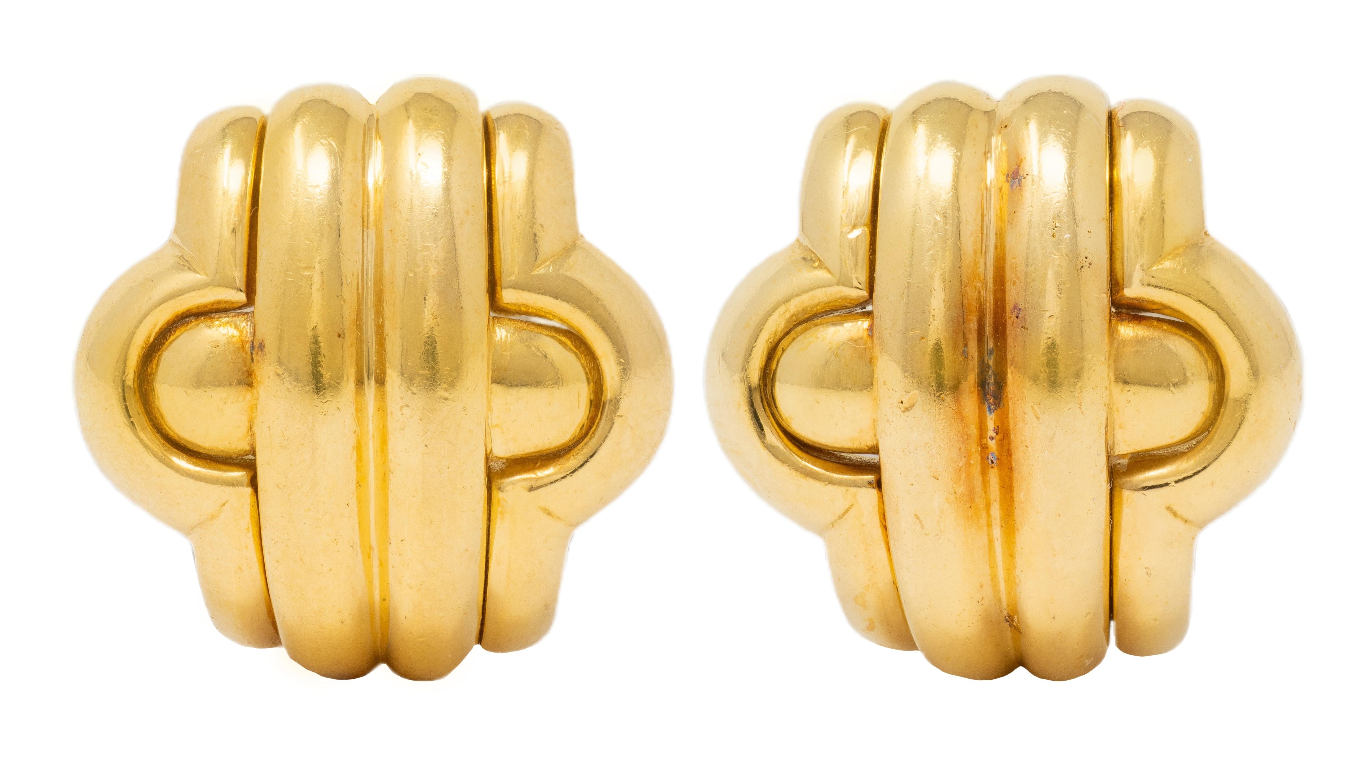 Bulgari 18 Karat Yellow Gold Vintage Parentesi J-Hoop Ear-Clip Earrings