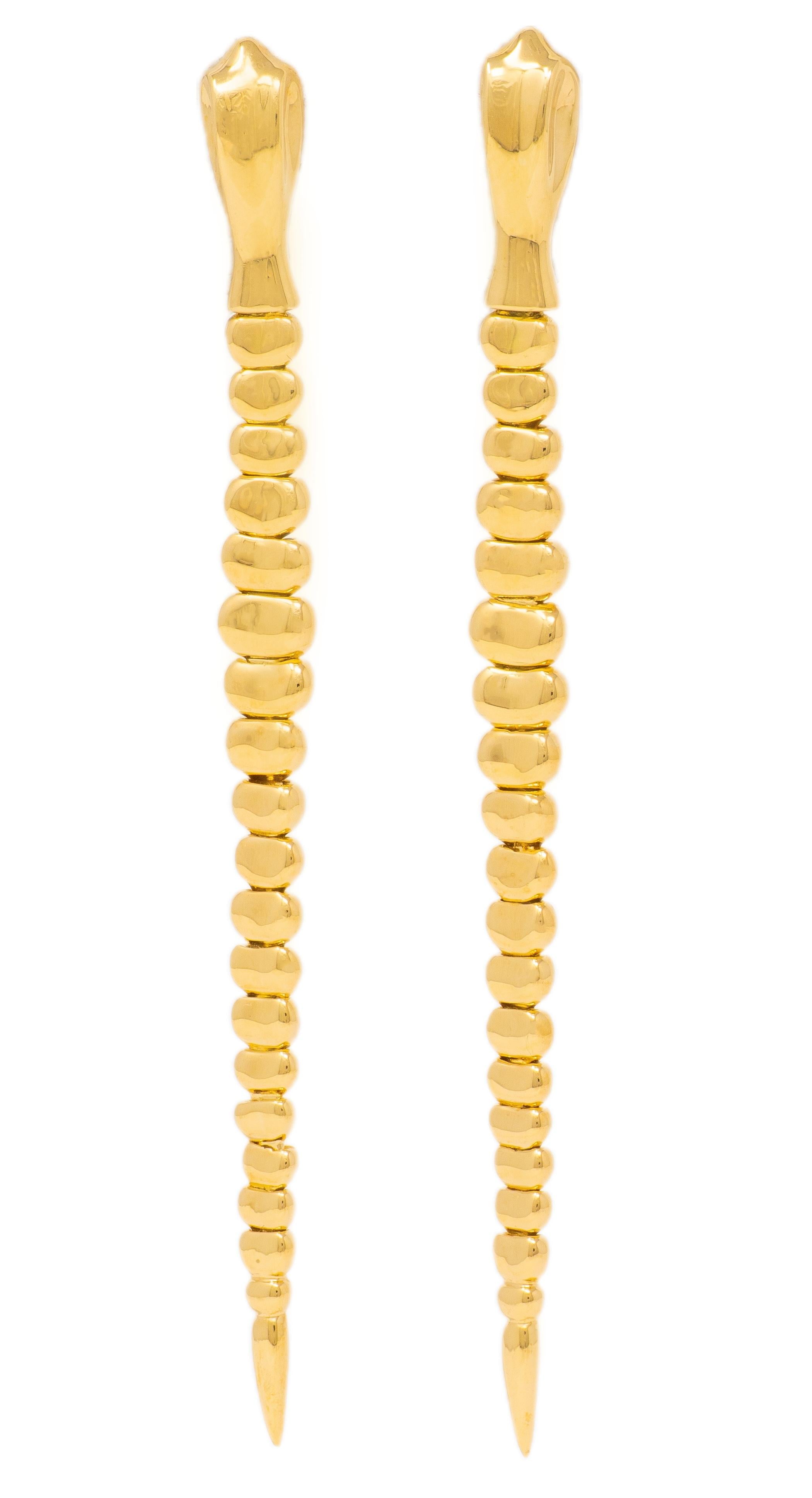 Elsa Peretti Tiffany & Co. 18 Karat Yellow Gold Vintage Snake Earrings