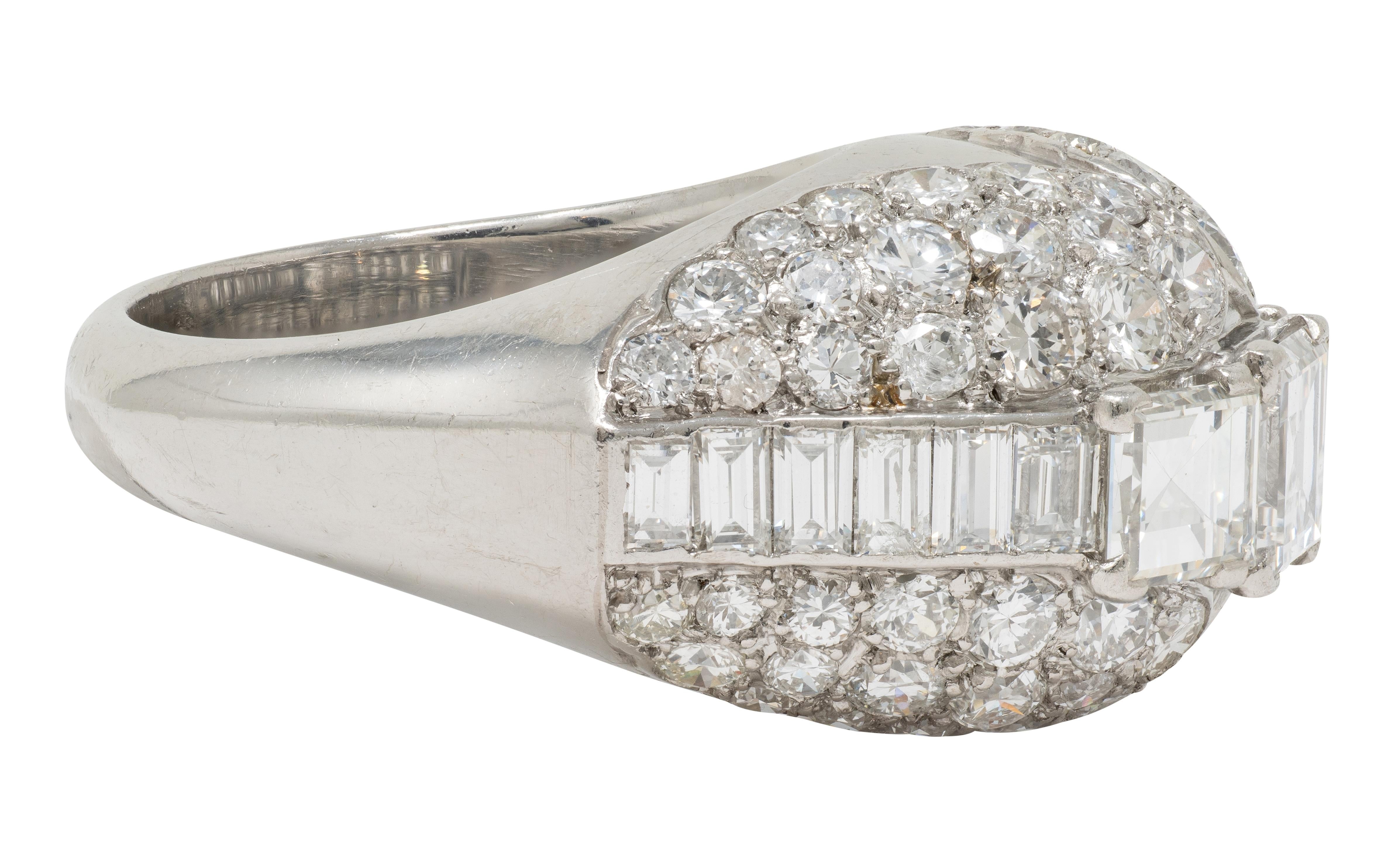 Cartier Paris Art Deco Diamond Platinum Vintage 1930's French Bombé Ring