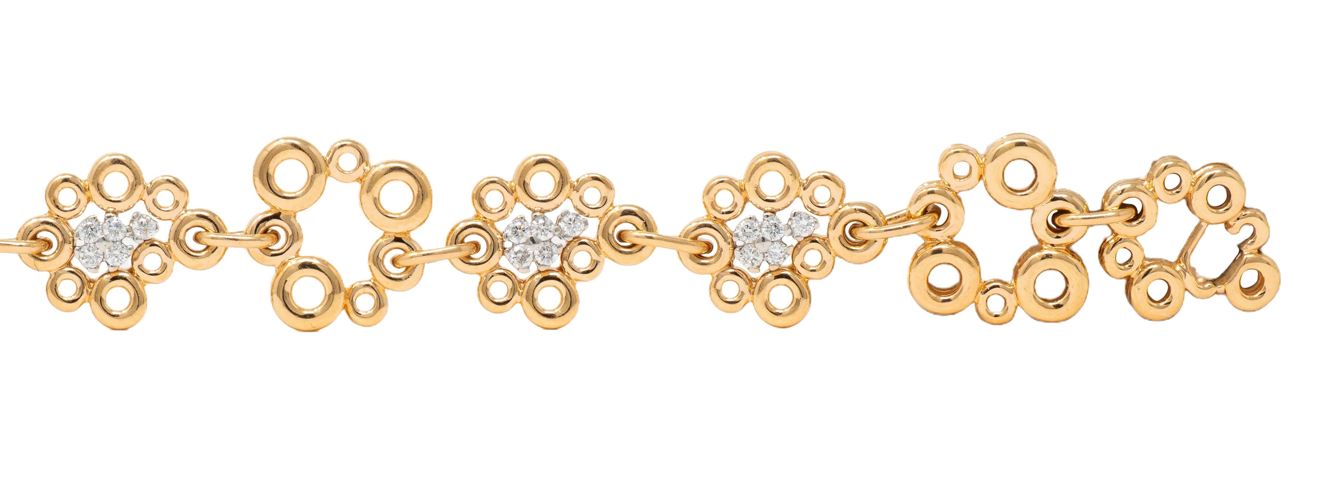 Roberto Coin Diamond 18 Karat Yellow Two-Tone Gold Bubble Bracelet