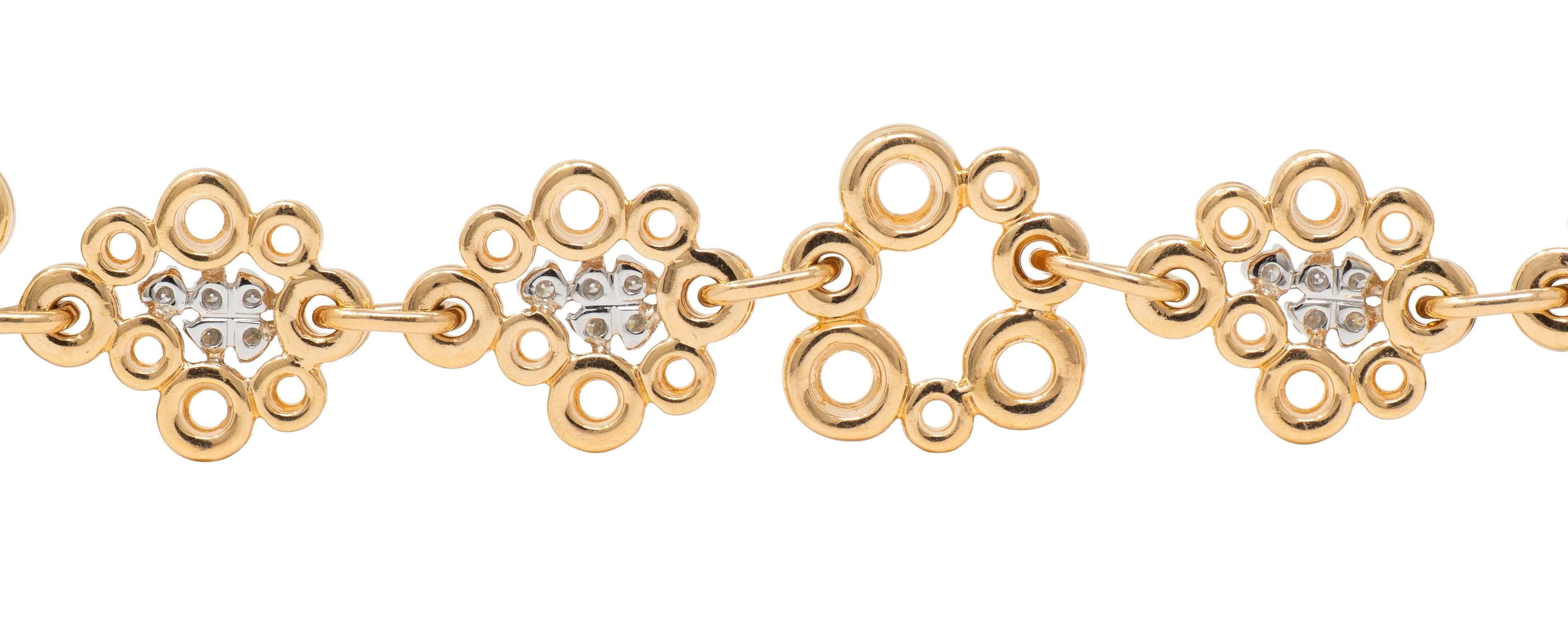 Roberto Coin Diamond 18 Karat Yellow Two-Tone Gold Bubble Bracelet