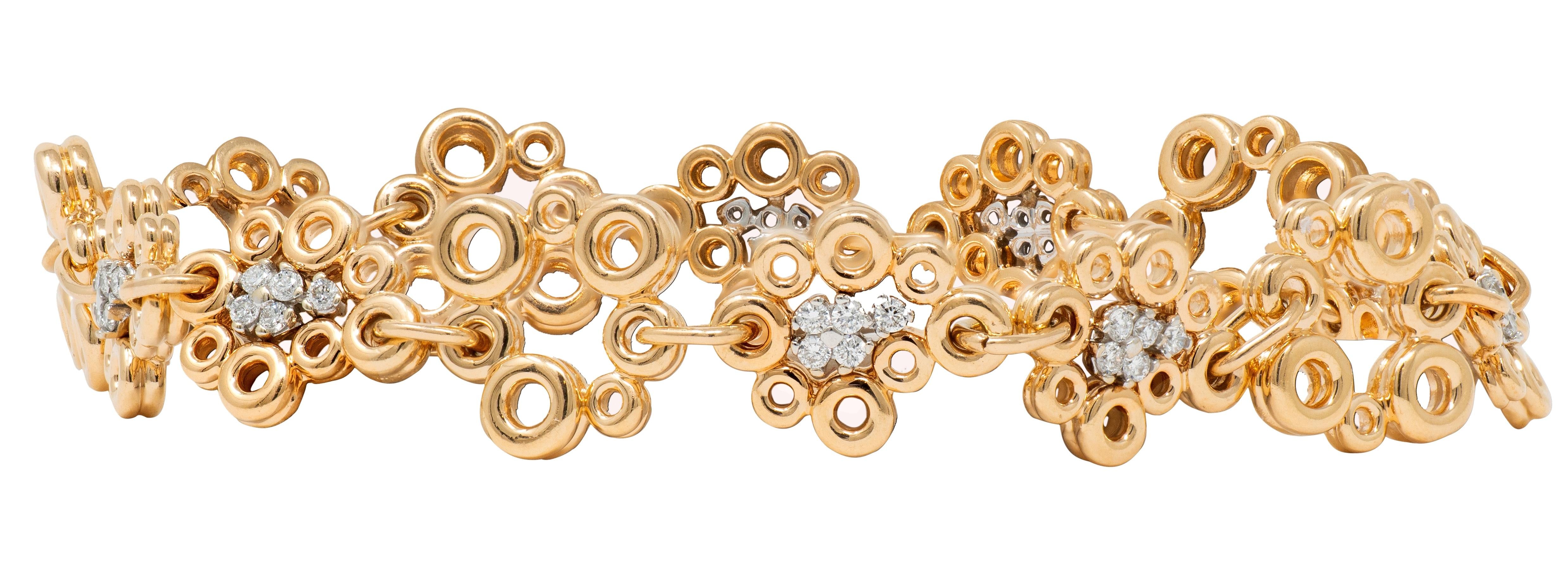 Roberto Coin Diamond 18 Karat Yellow Two-Tone Gold Bubble Bracelet