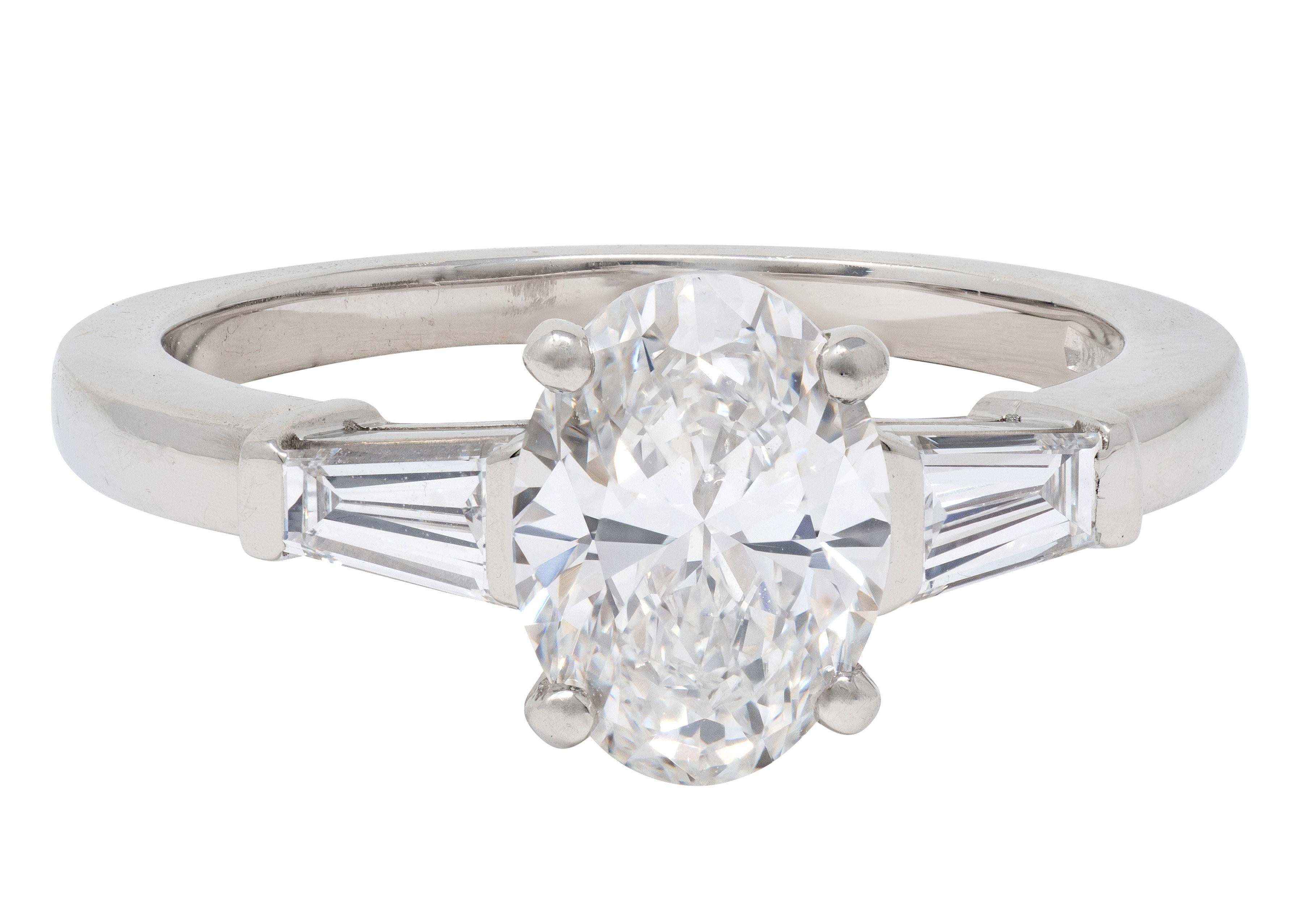 Bulgari 1.36 CTW Oval Cut Diamond Platinum Contemporary Engagement Ring GIA