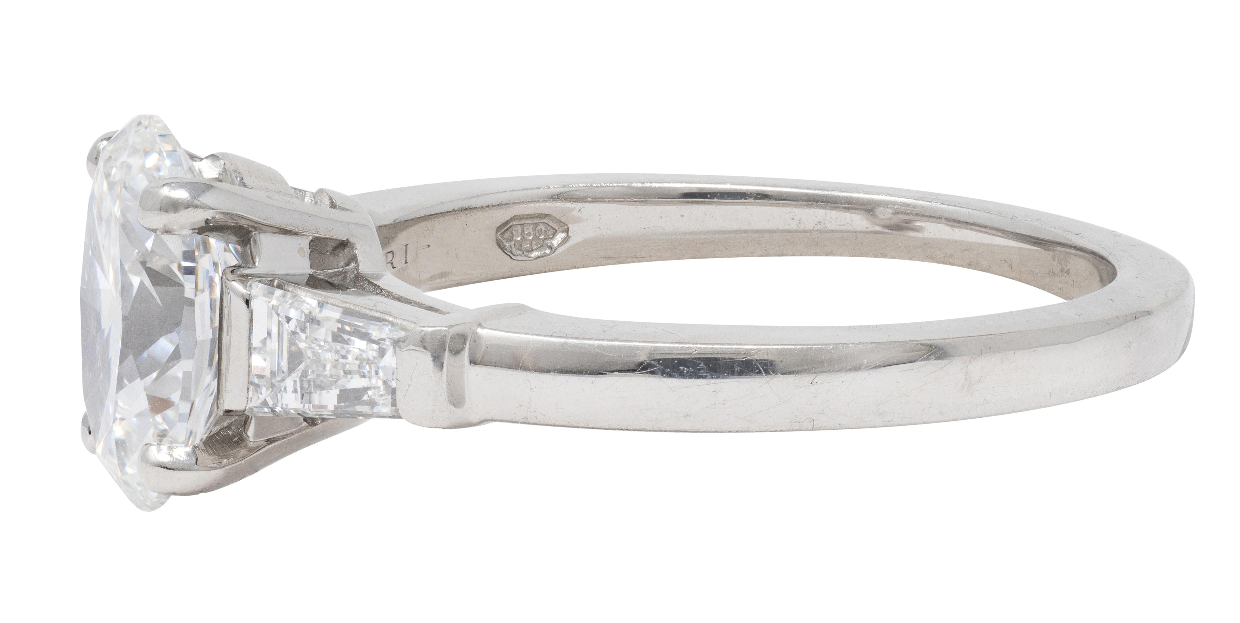 Bulgari 1.36 CTW Oval Cut Diamond Platinum Contemporary Engagement Ring GIA