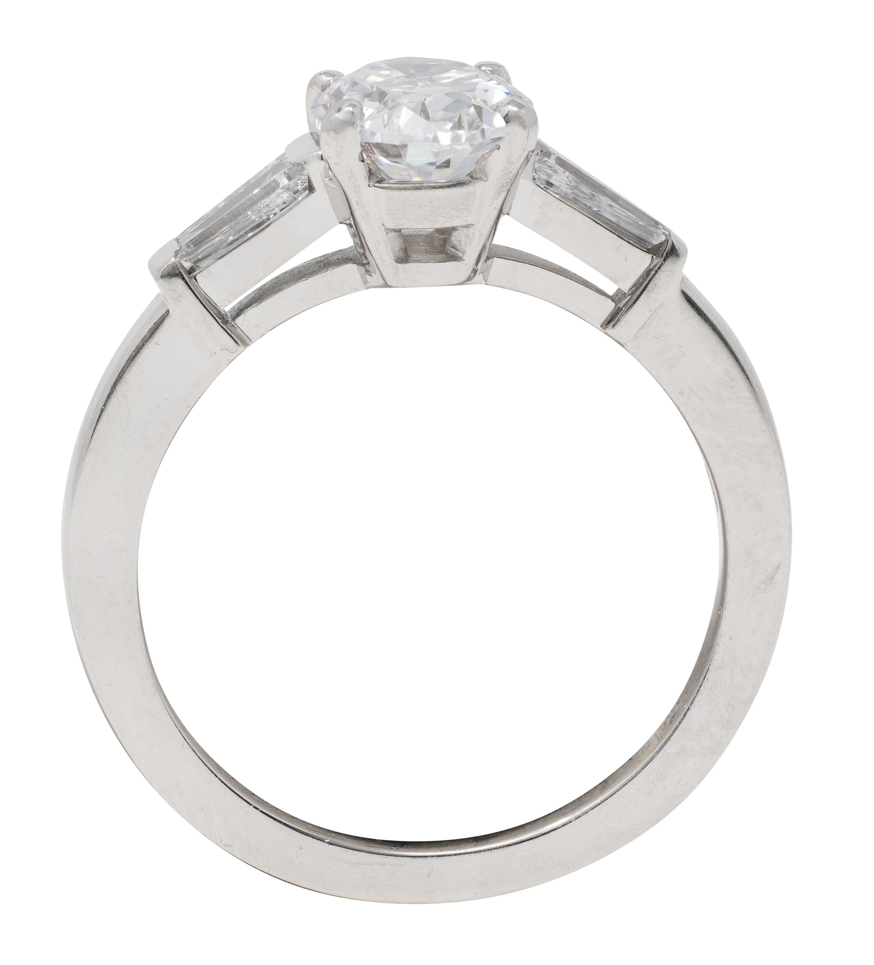 Bulgari 1.36 CTW Oval Cut Diamond Platinum Contemporary Engagement Ring GIA