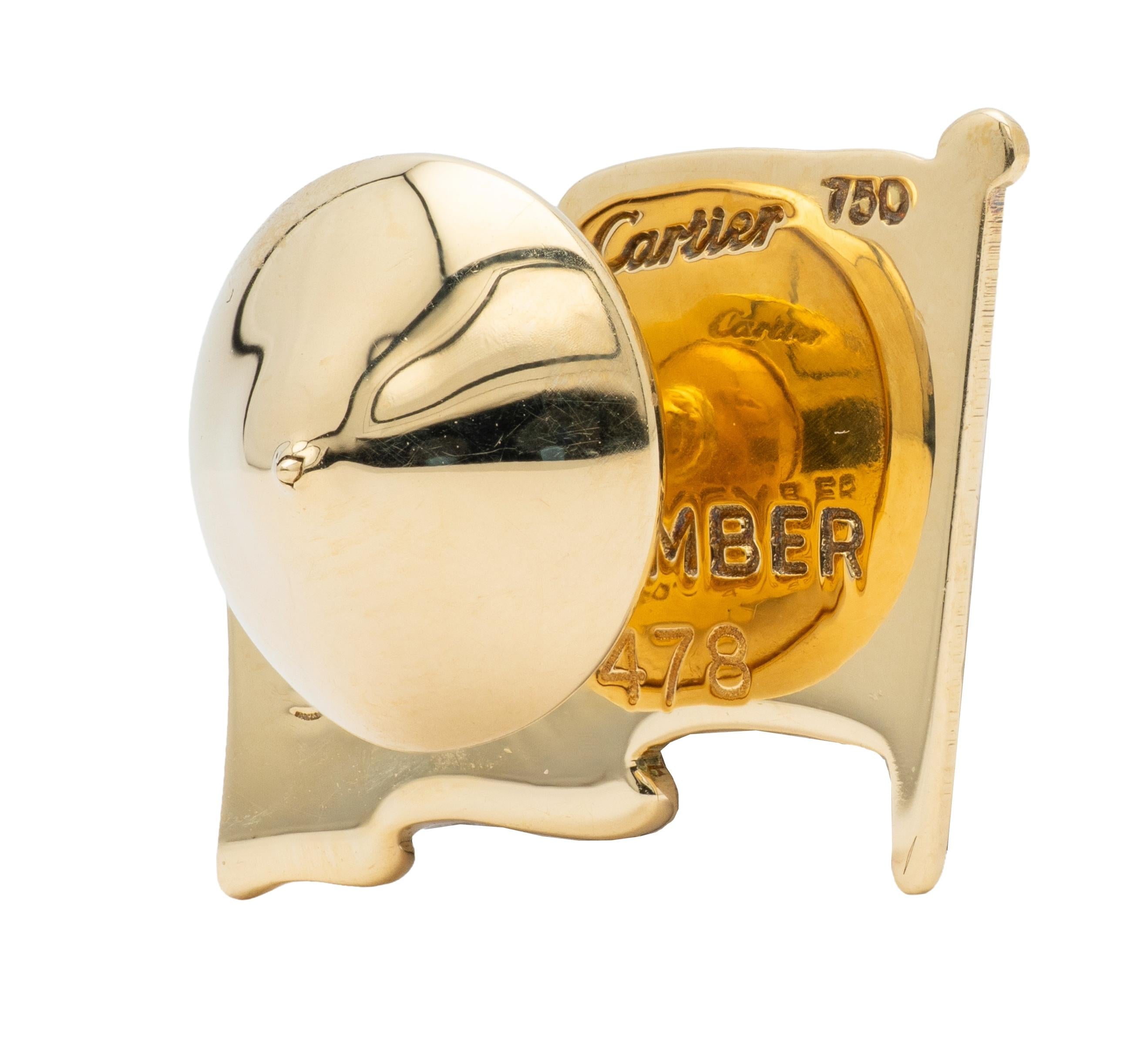 Cartier 9/11 Enamel 18K Yellow Gold Vintage American Flag Memorial Pin Brooch