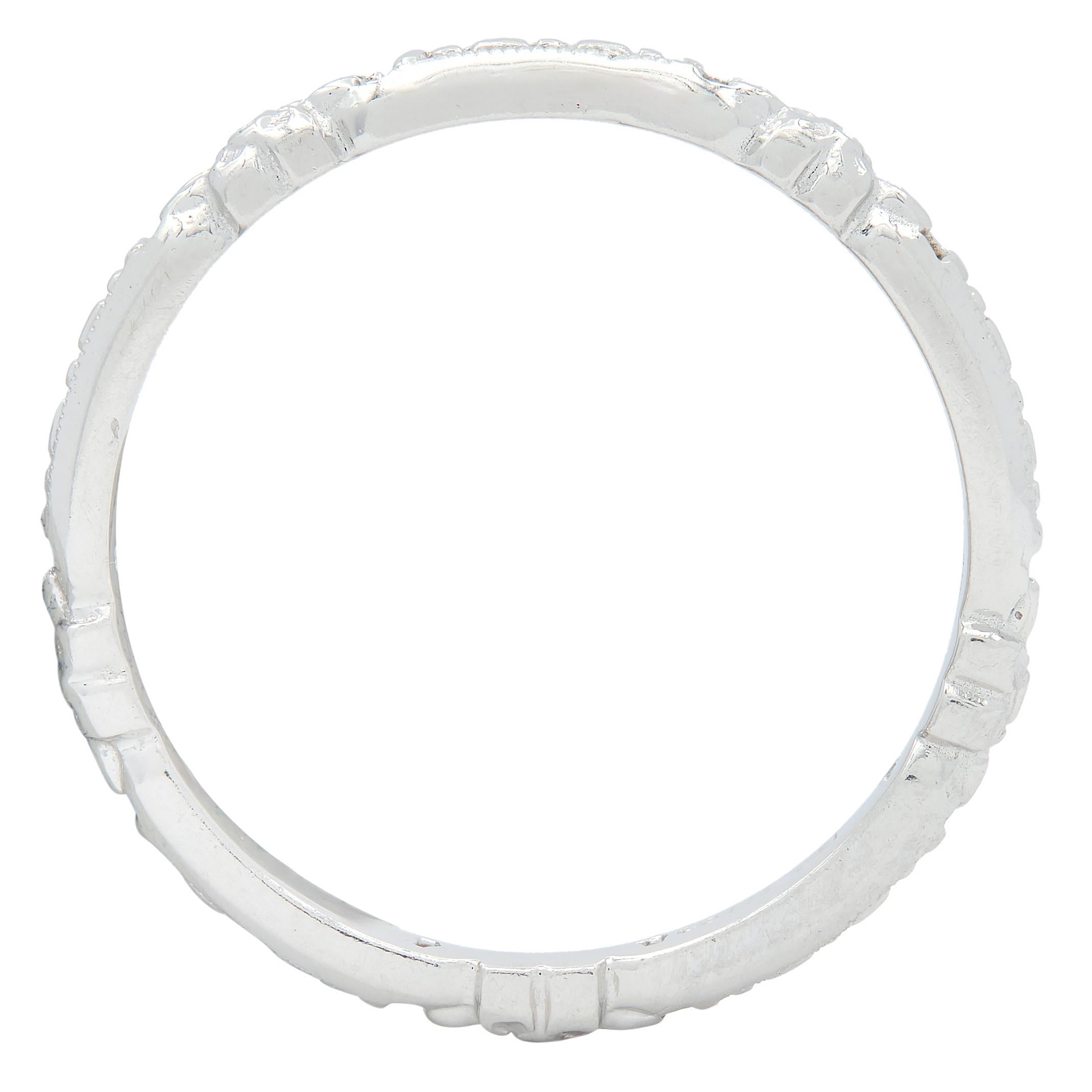 Art Deco 18 Karat White Gold Orange Blossom Buckle Wedding Band Ring