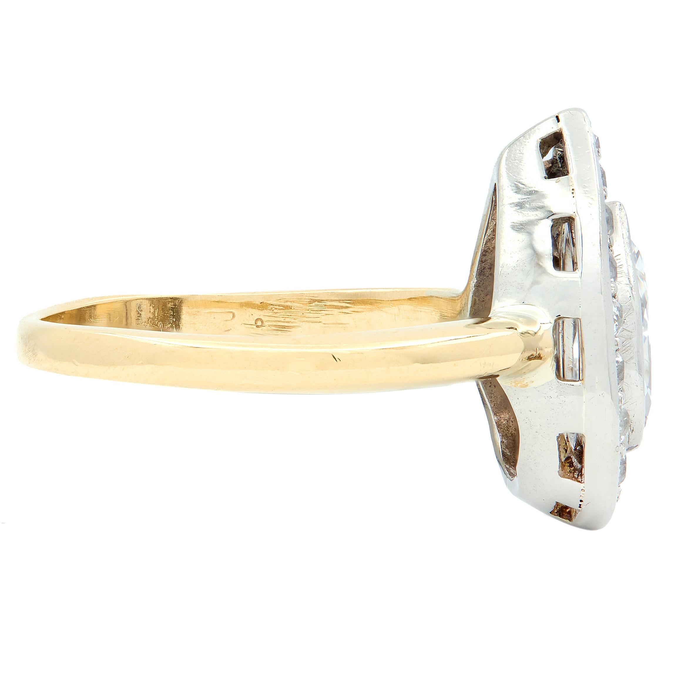 Edwardian 1.27 CTW Pear Cut Diamond Platinum 14K Gold Antique Floating Halo Ring