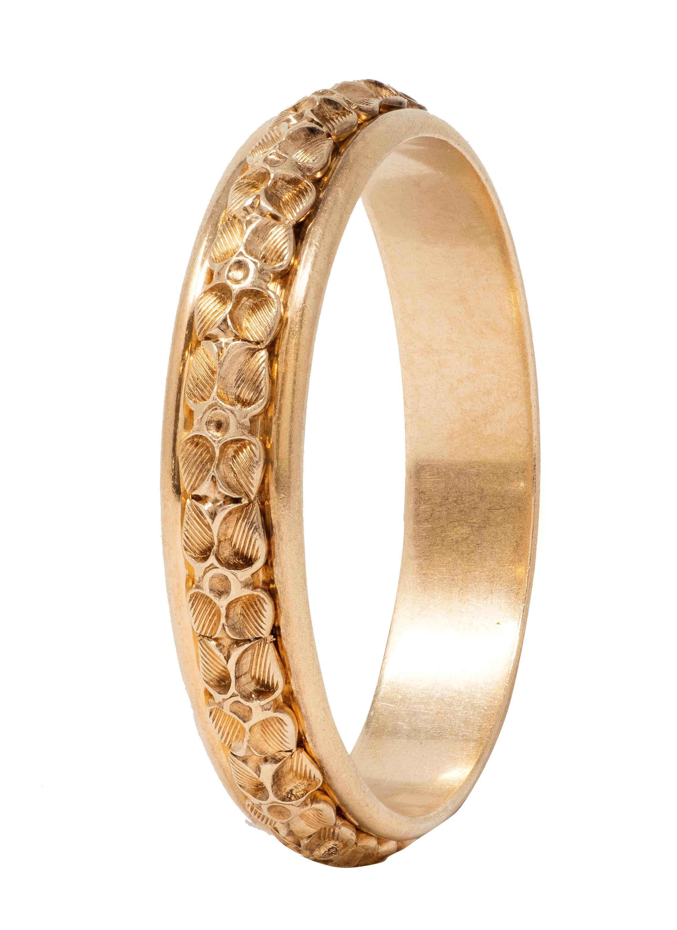 Art Deco 14 Karat Yellow Gold Vintage Orange Blossom Wedding Band Ring