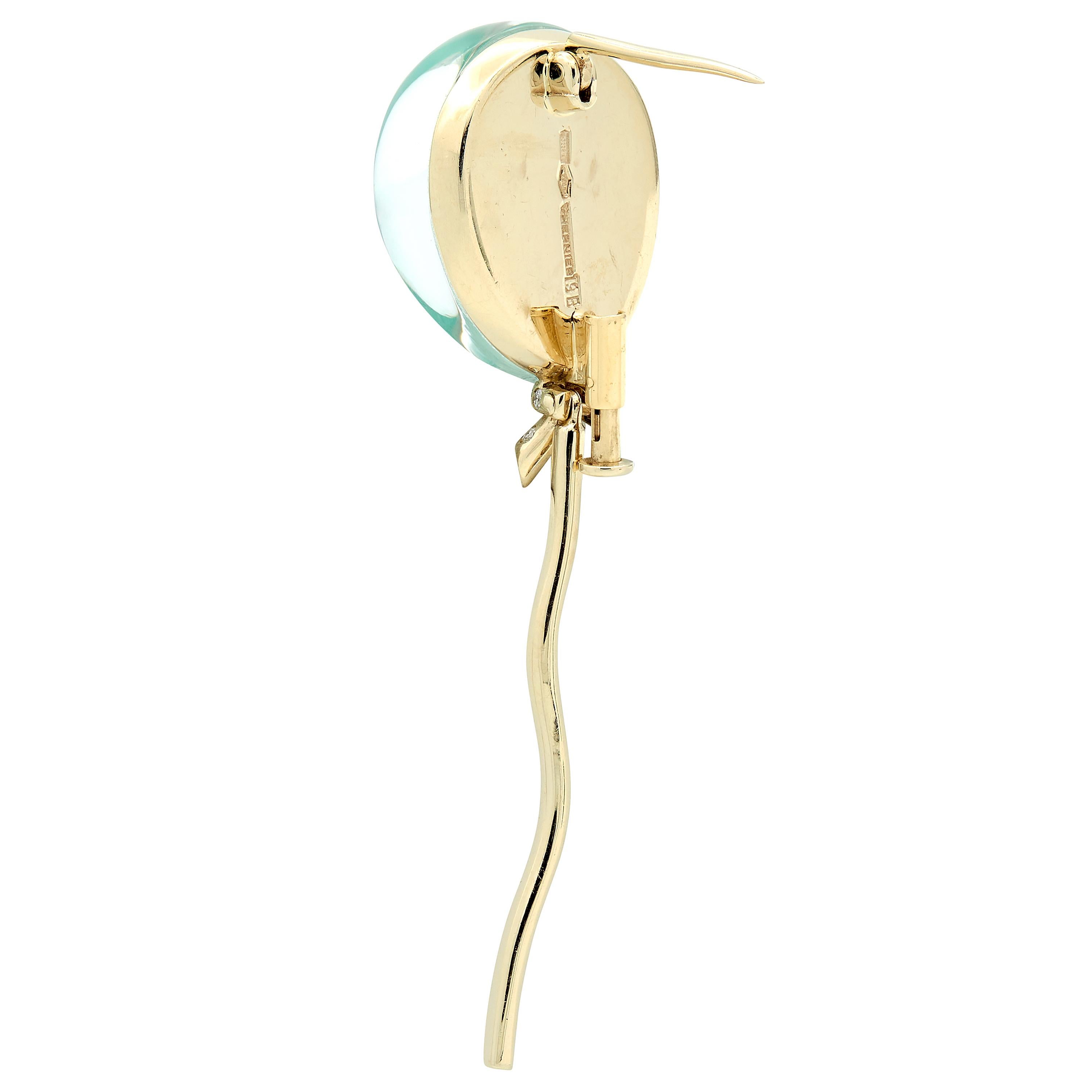 Vhernier Diamond Quartz Mother-of-Pearl 18K Gold Balloon Palloncino Brooch