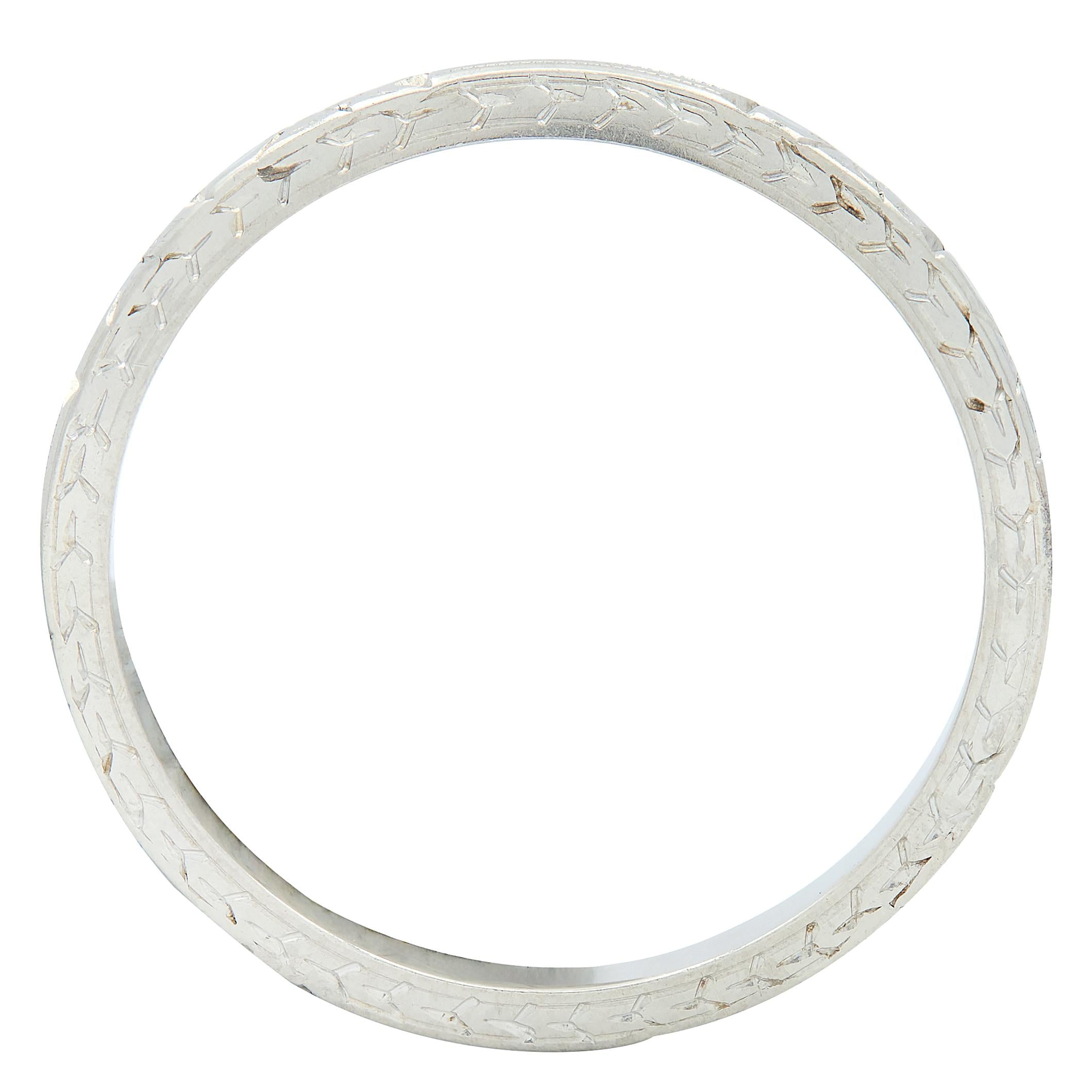 Belais Art Deco 18 Karat White Gold Orange Blossom Wheat Wedding Band Ring