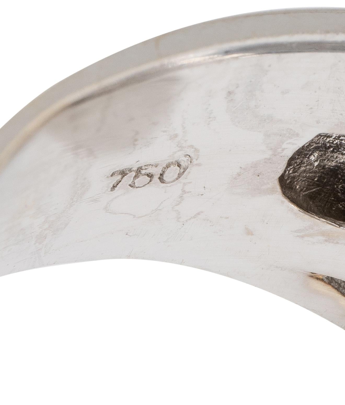 Contemporary 1.40 CTW Diamond 18 Karat White Gold Wide Strap Band Ring