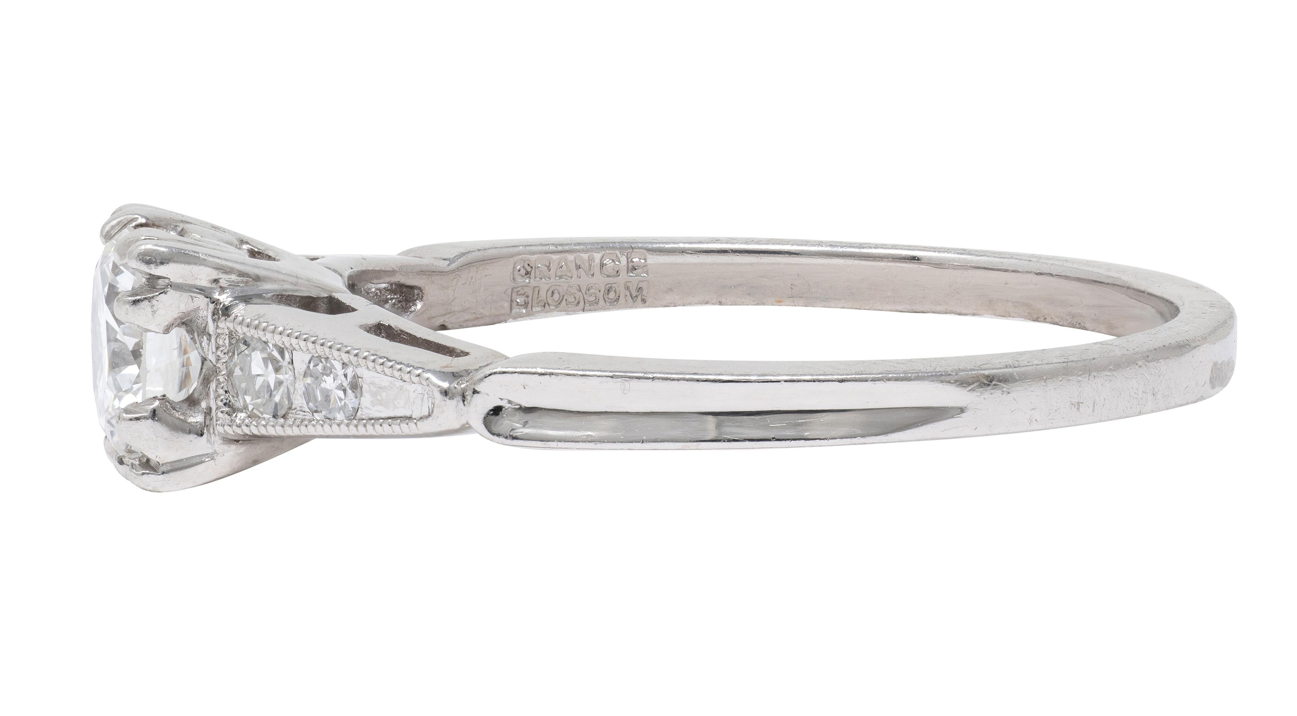 Mid-Century Old European Cut Diamond Platinum Vintage Engagement Ring