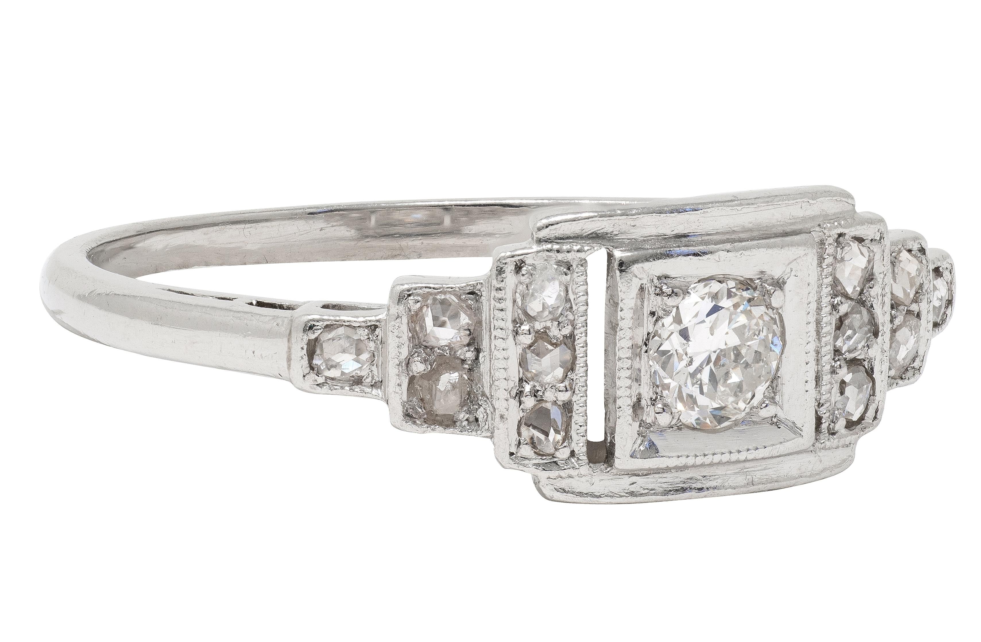 Art Deco 0.36 CTW Diamond Platinum Vintage Stepped Engagement Ring