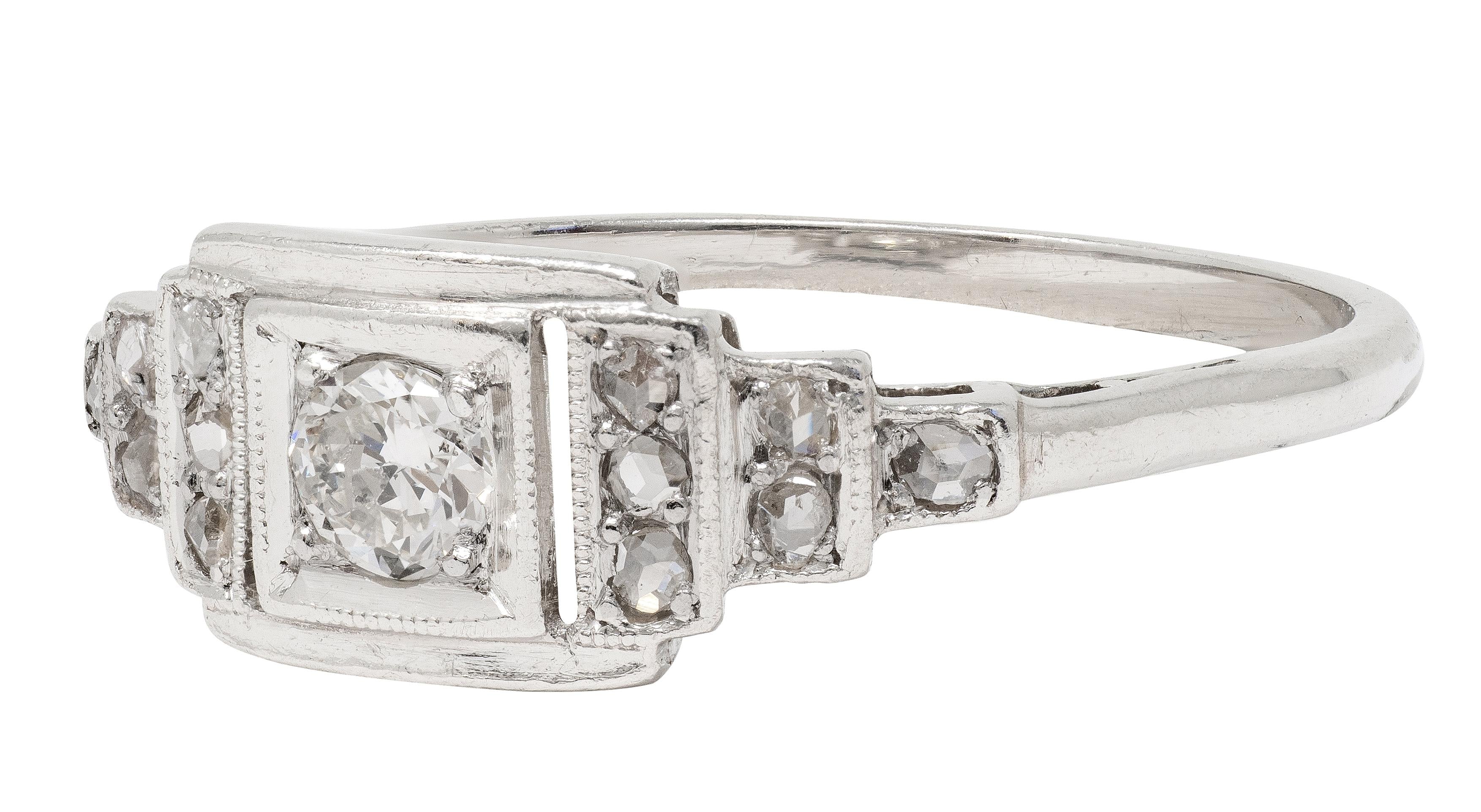 Art Deco 0.36 CTW Diamond Platinum Vintage Stepped Engagement Ring