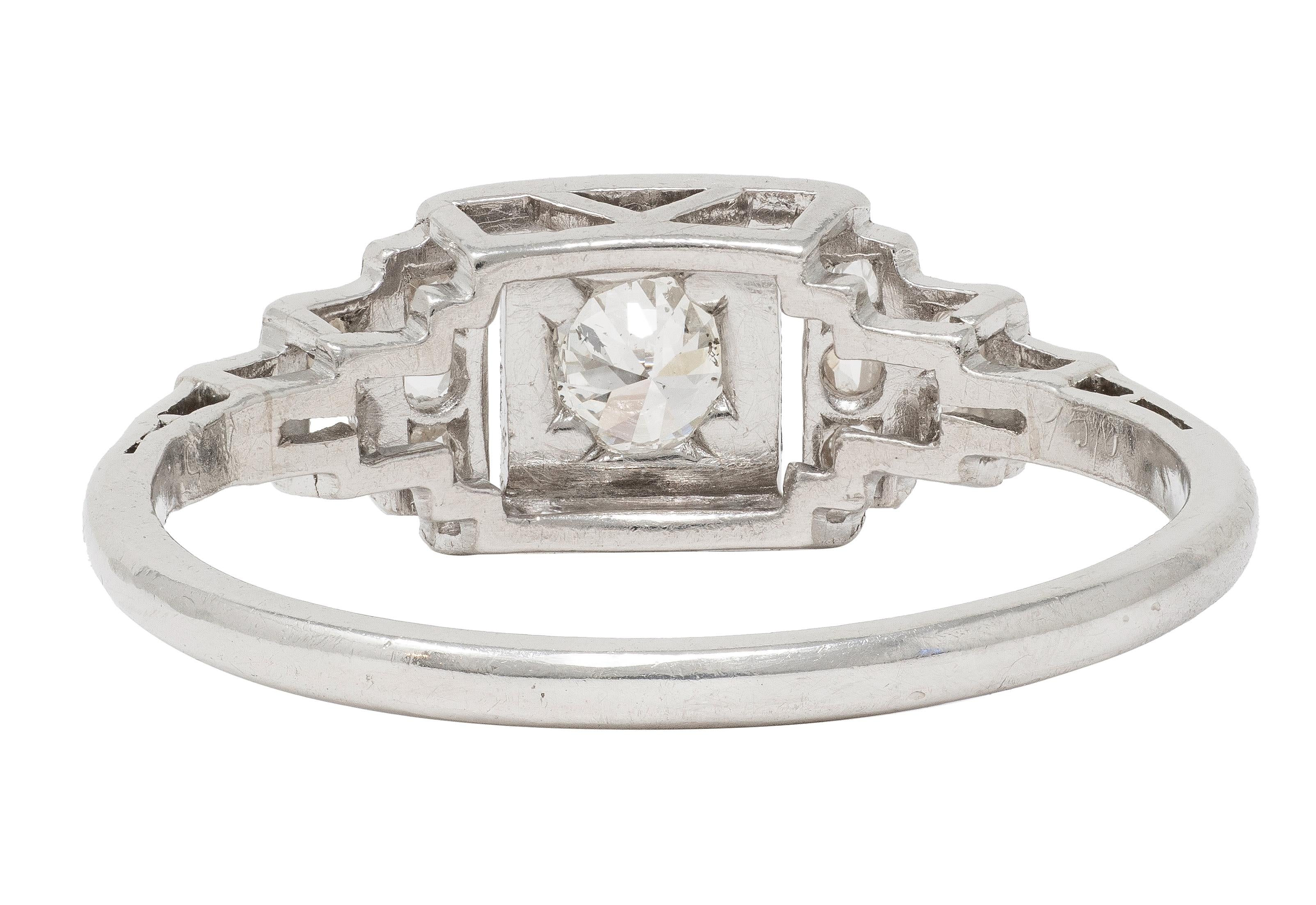 Art Deco 0.36 CTW Diamond Platinum Vintage Stepped Engagement Ring