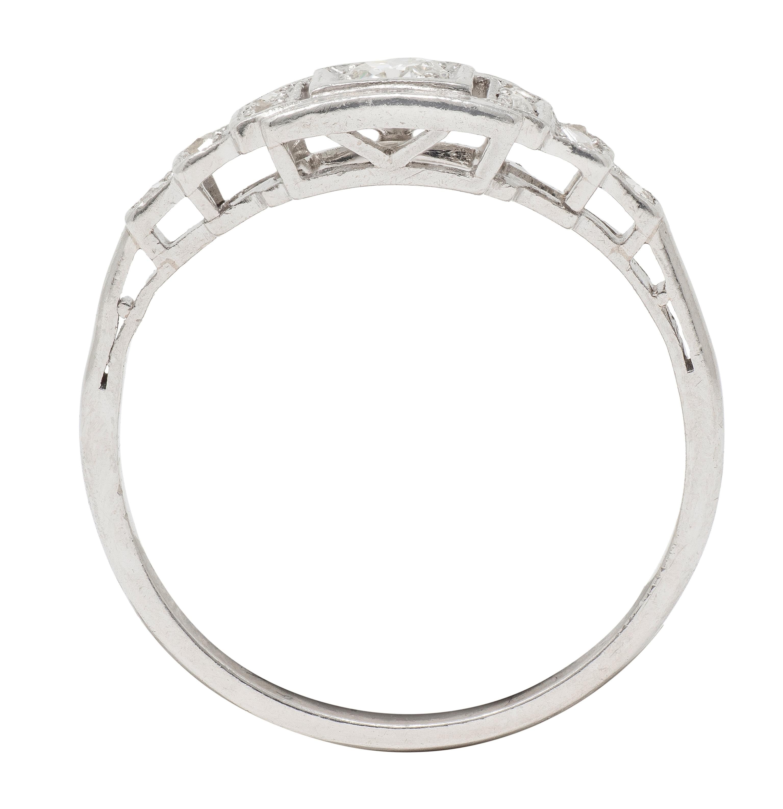 Art Deco 0.36 CTW Diamond Platinum Vintage Stepped Engagement Ring