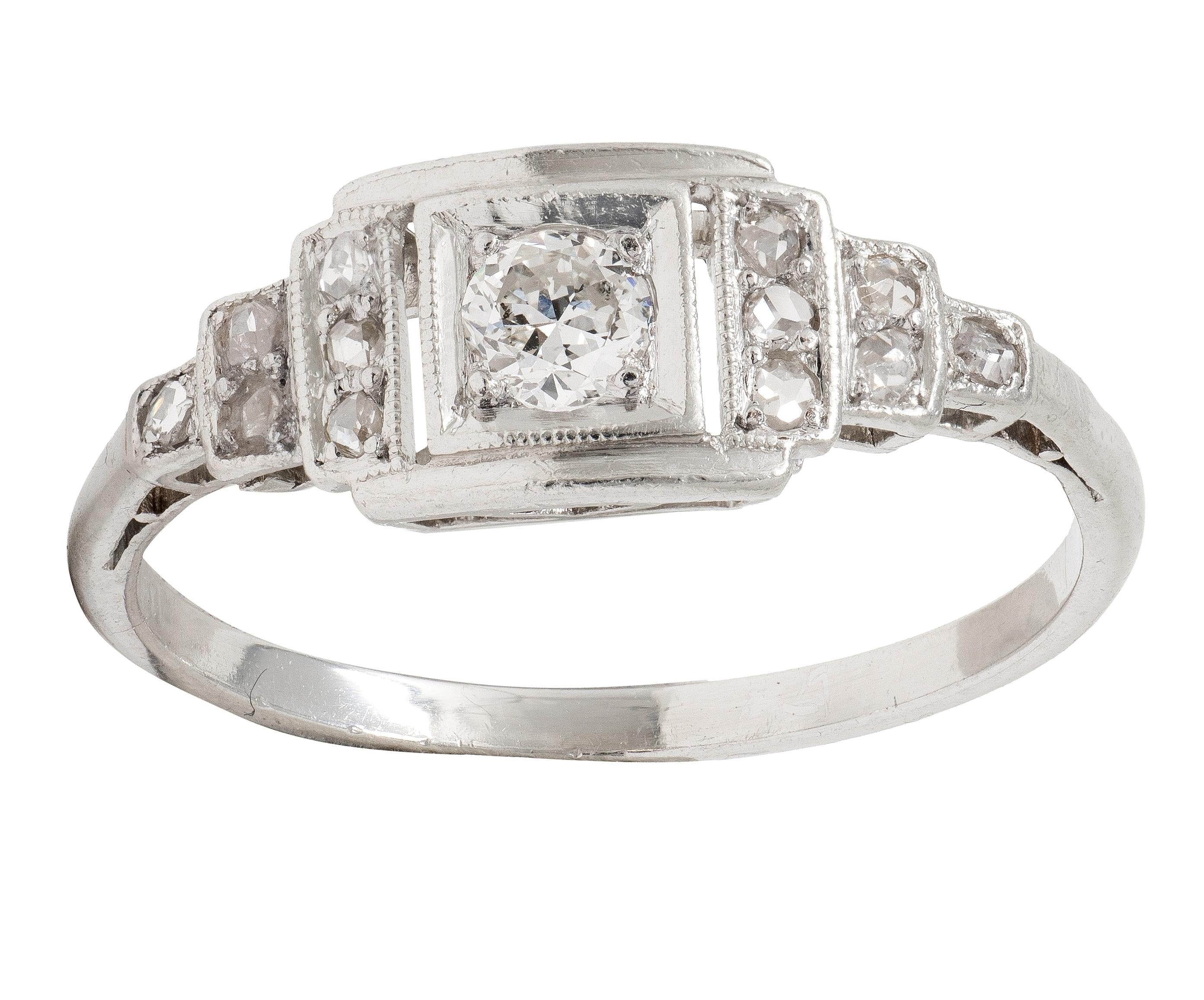 Art Deco 0.36 CTW Diamond Platinum Vintage Stepped Engagement Ring
