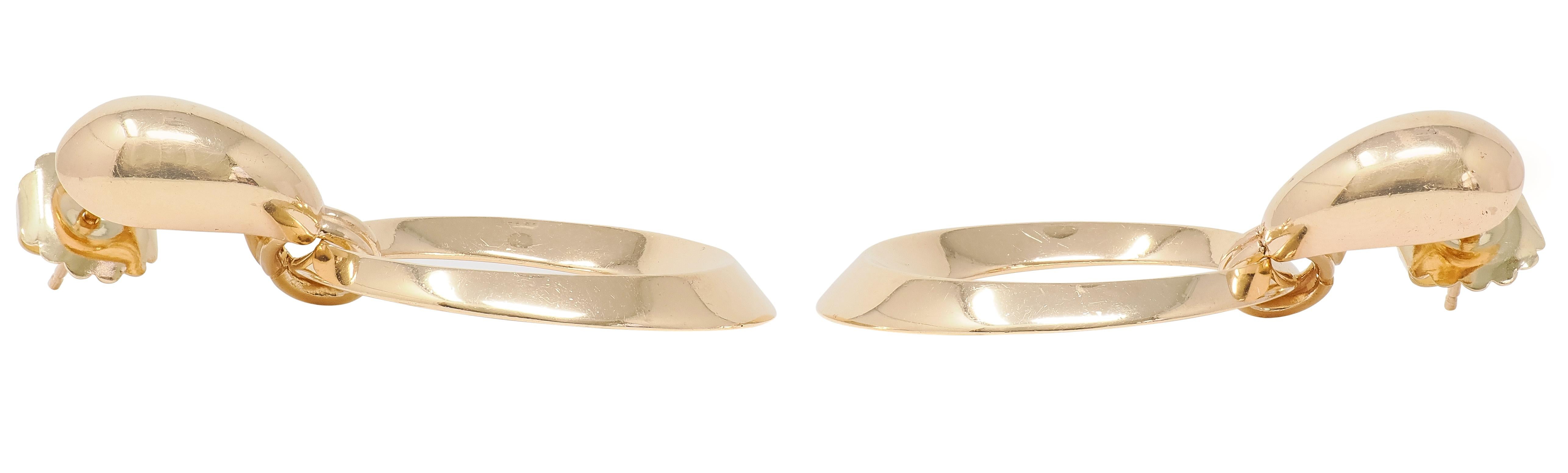 Tiffany & Co. 1960's 14K Yellow Gold Vintage Door Knocker Drop Earrings