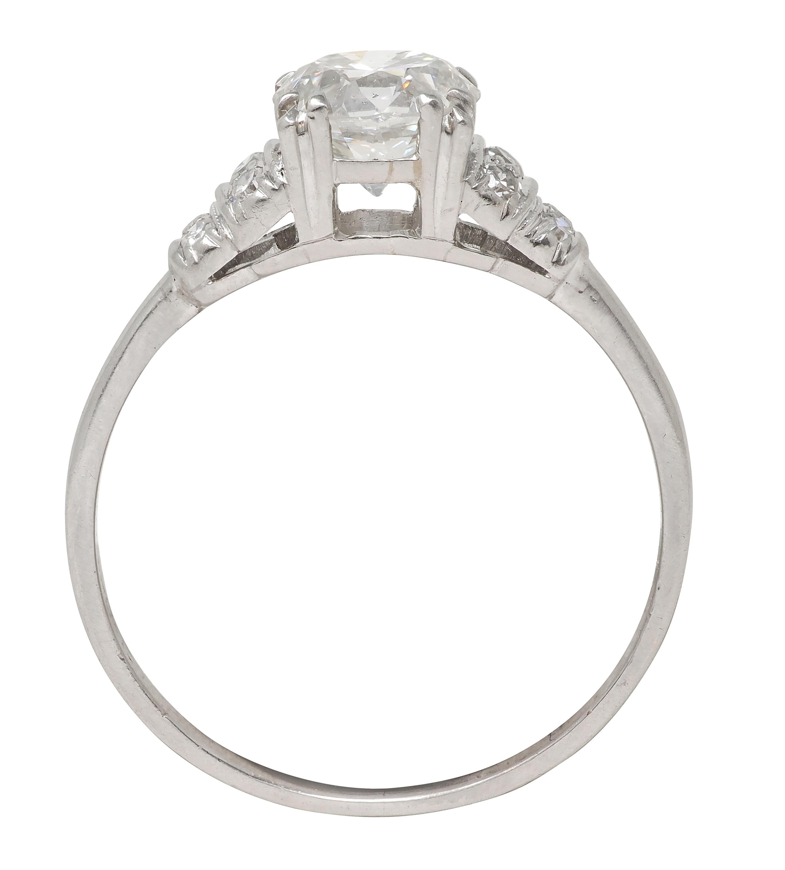 Mid-Century 1.16 CTW Old European Diamond Platinum Vintage Engagement Ring GIA