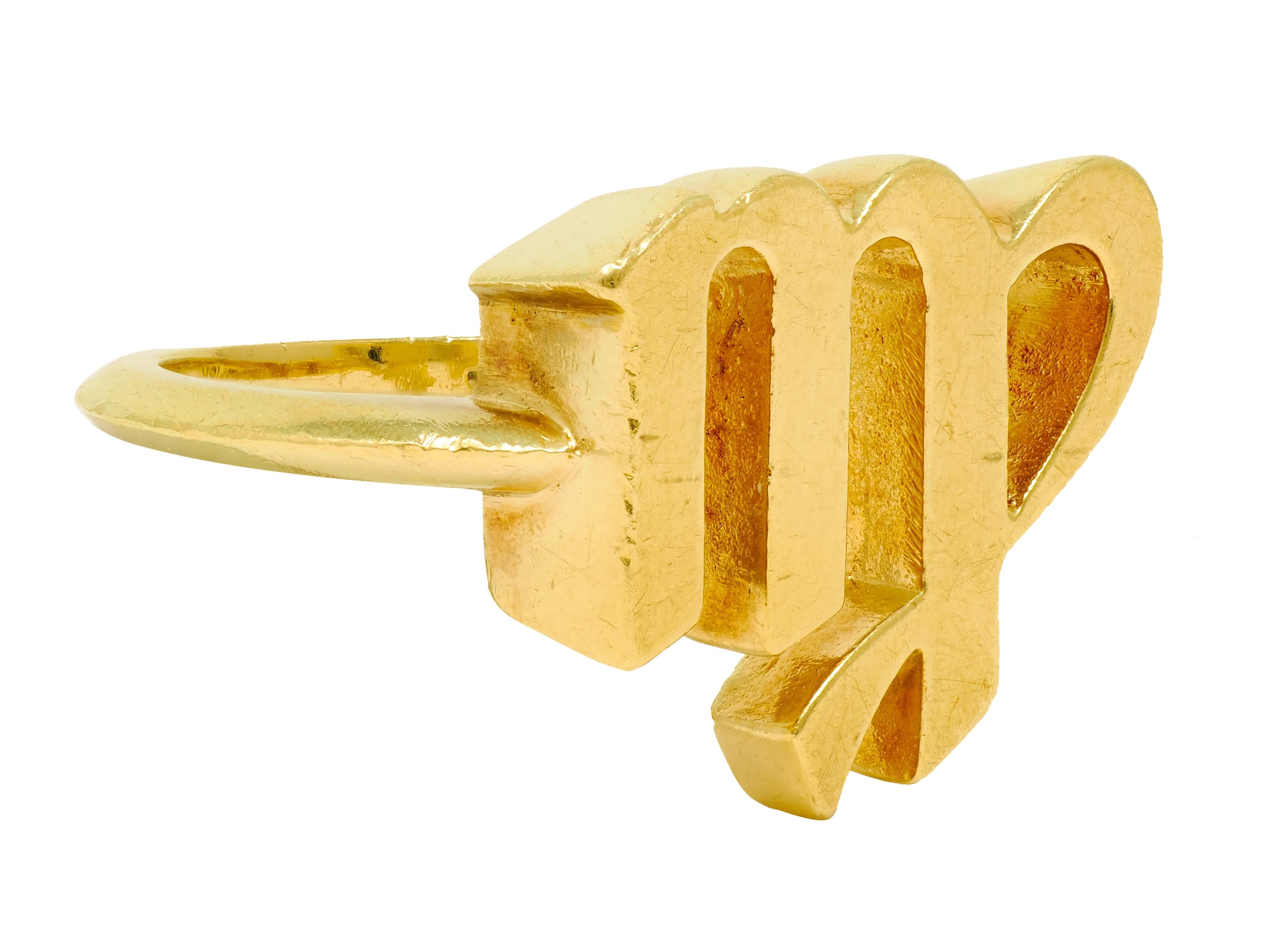Cartier 1970's 18 Karat Yellow Gold Vintage Virgo Zodiac Ring