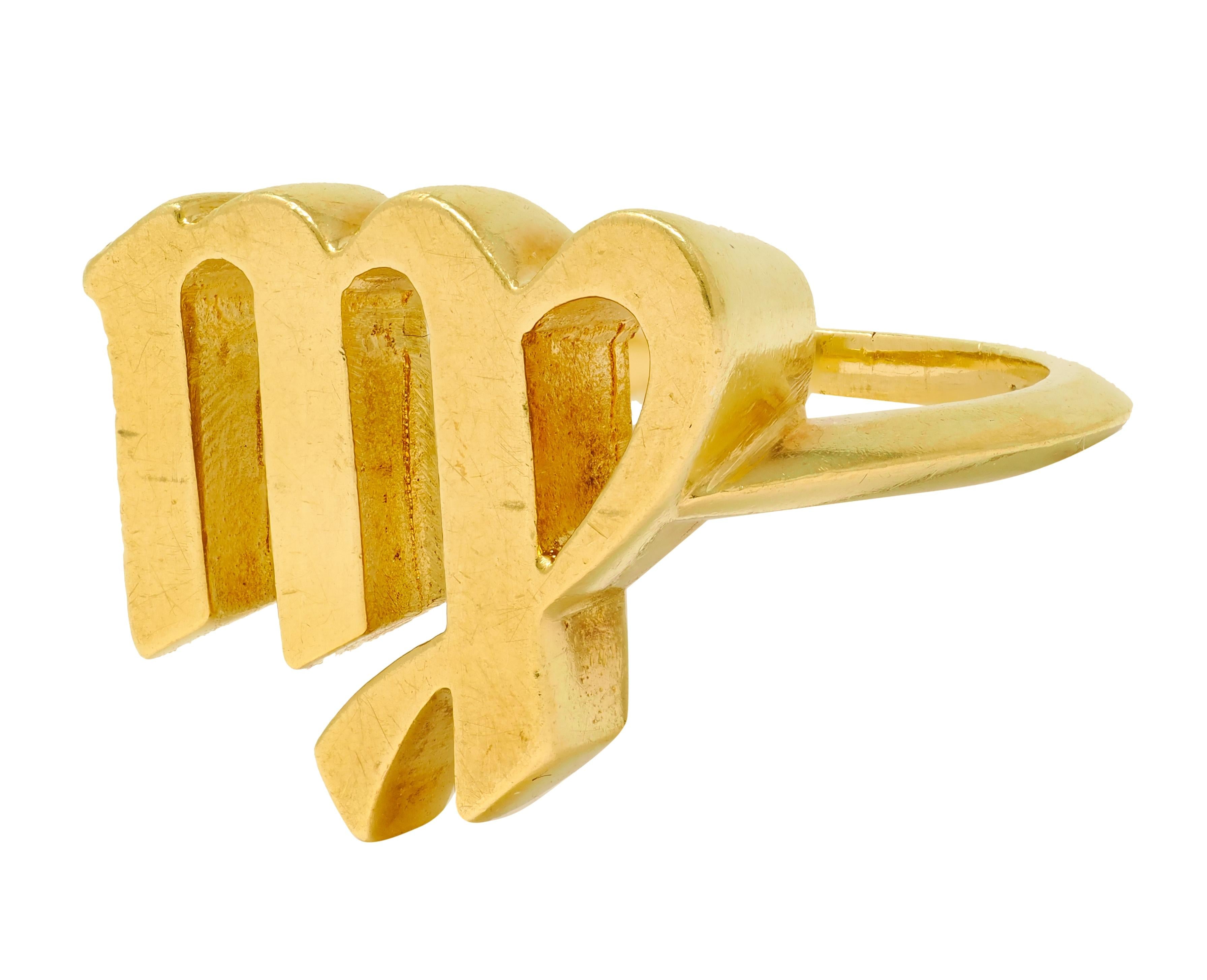 Cartier 1970's 18 Karat Yellow Gold Vintage Virgo Zodiac Ring