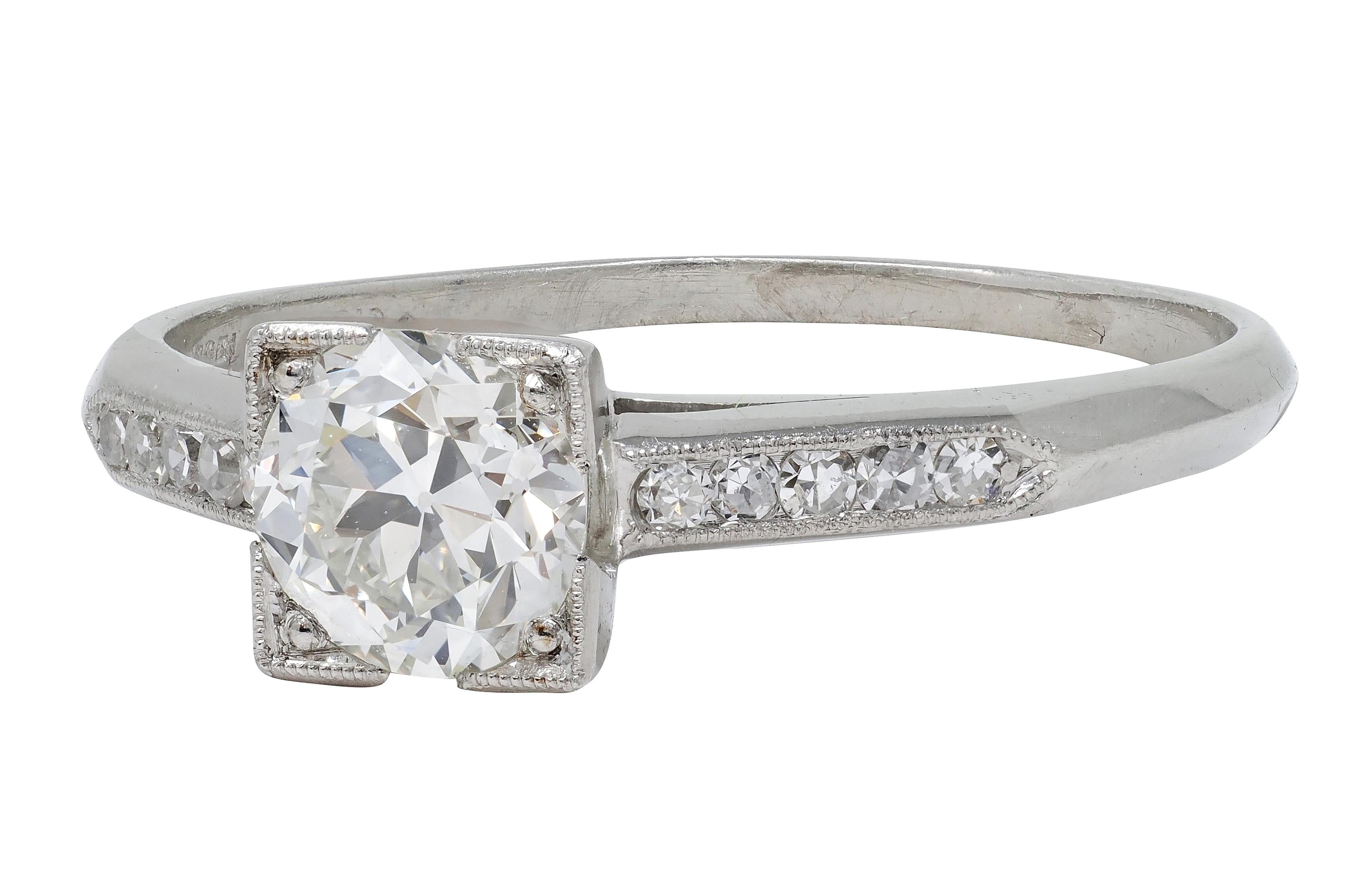 Mid-Century 0.76 CTW Old European Cut Diamond Platinum Vintage Engagement Ring