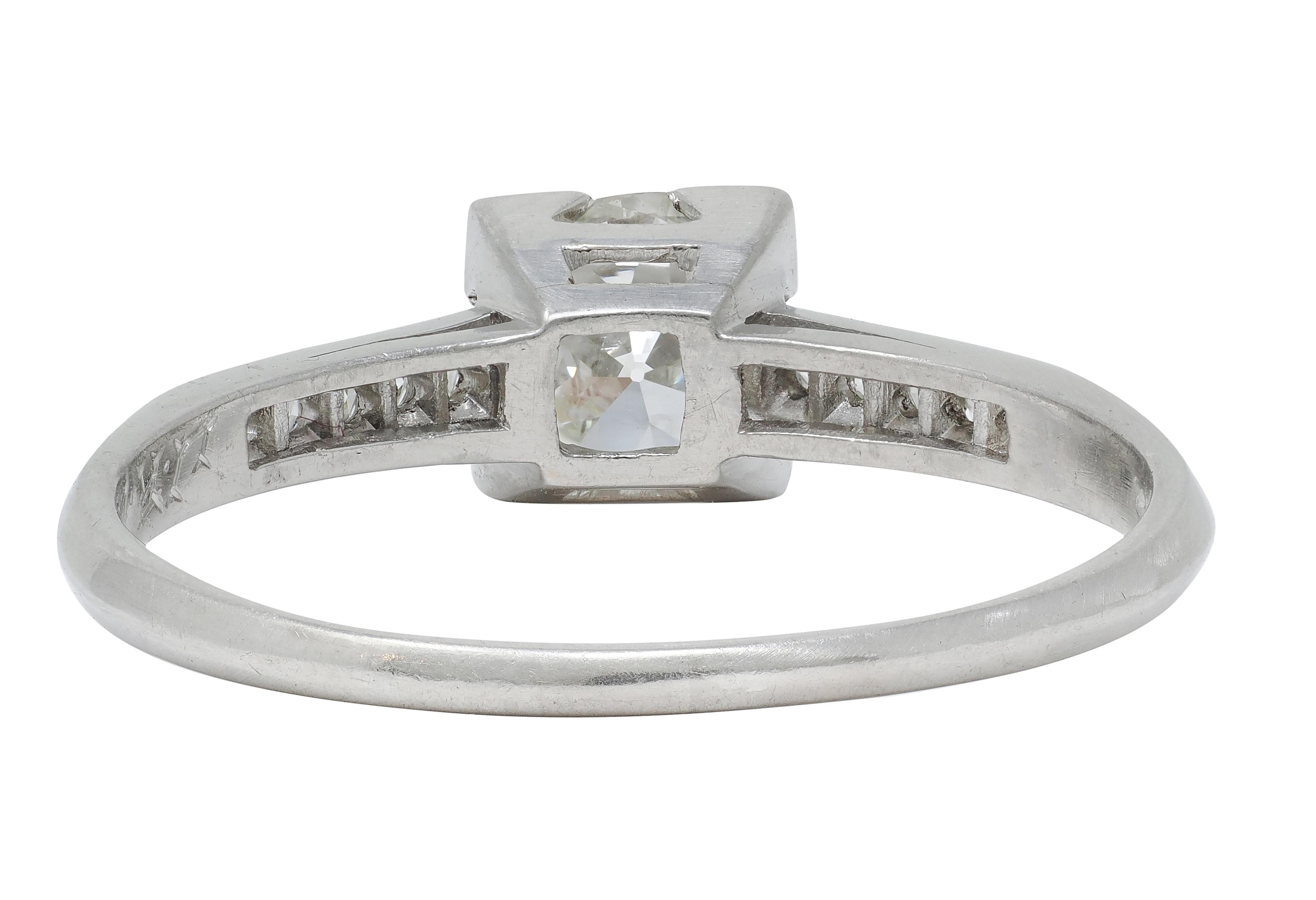 Mid-Century 0.76 CTW Old European Cut Diamond Platinum Vintage Engagement Ring