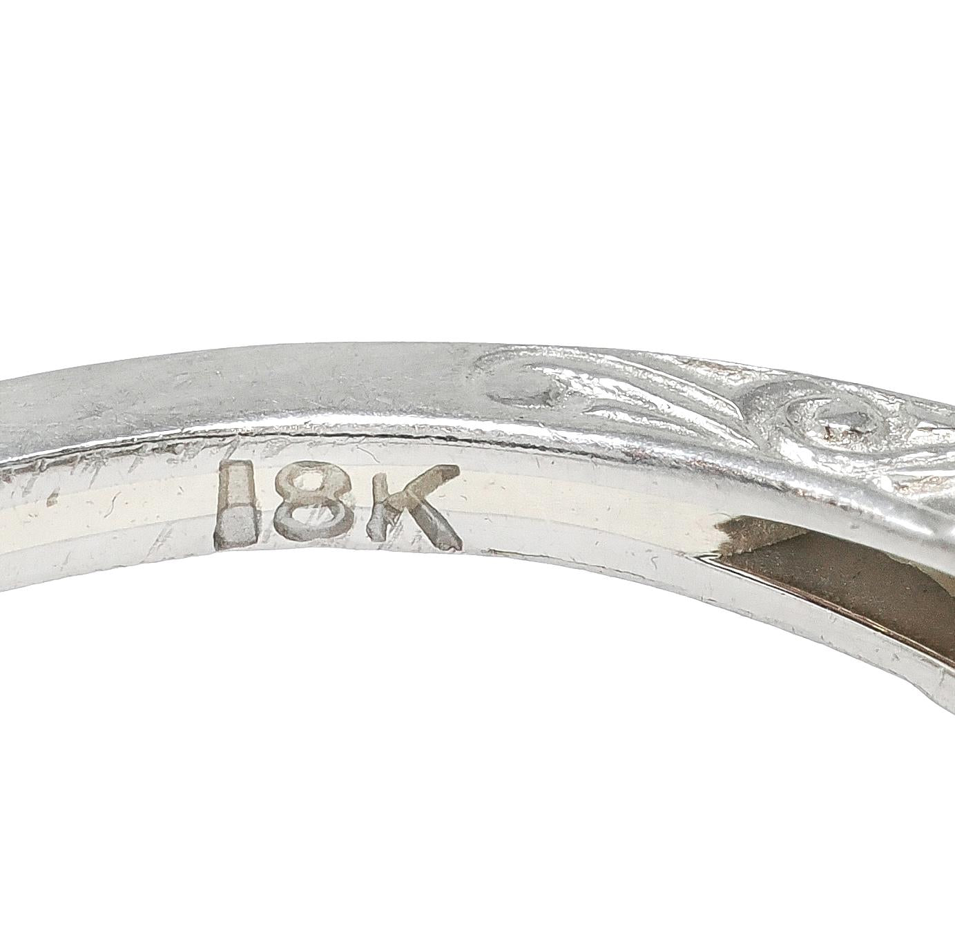 Art Deco Old European Cut Diamond 18 Karat White Gold Vintage Engagement Ring