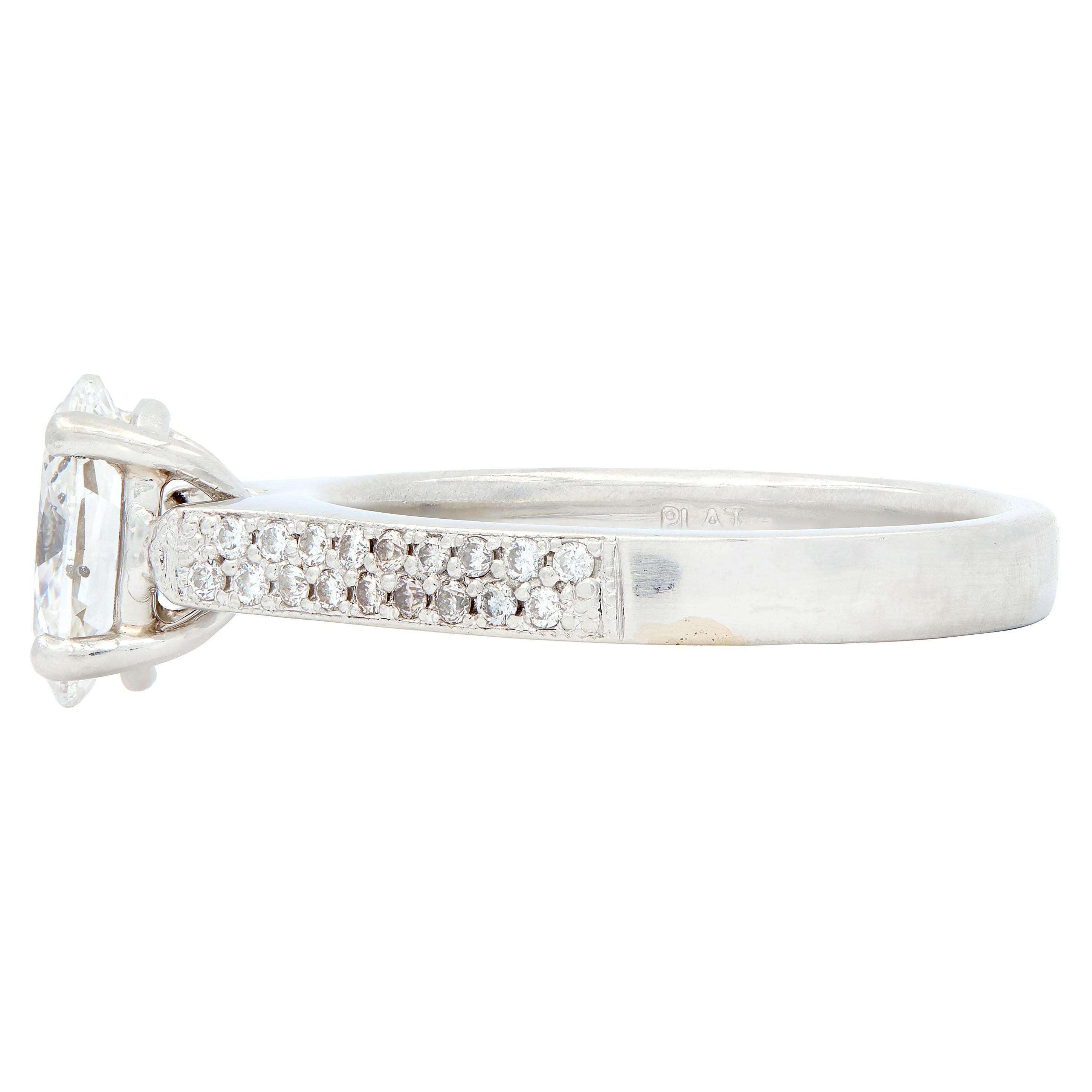Contemporary Oval Cut 1.26 CTW Diamond Platinum Pavé Engagement Ring GIA