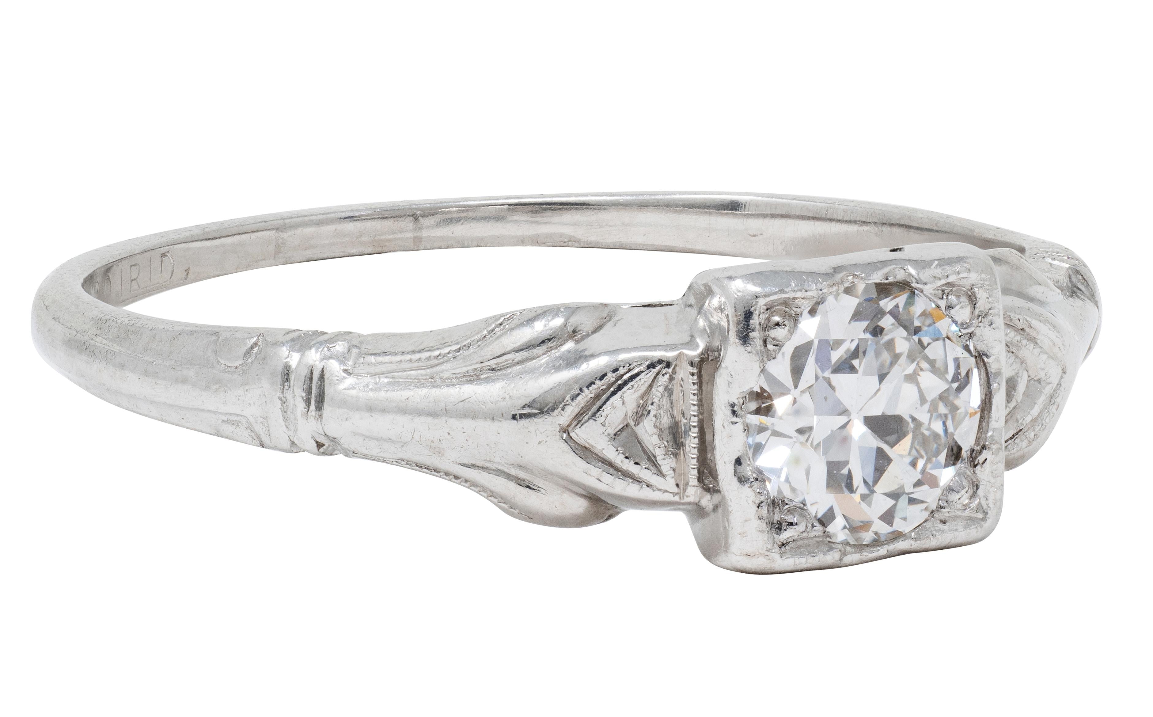 Art Deco Byard Brogan 0.36 CTW Diamond Platinum Square Form Engagement Ring