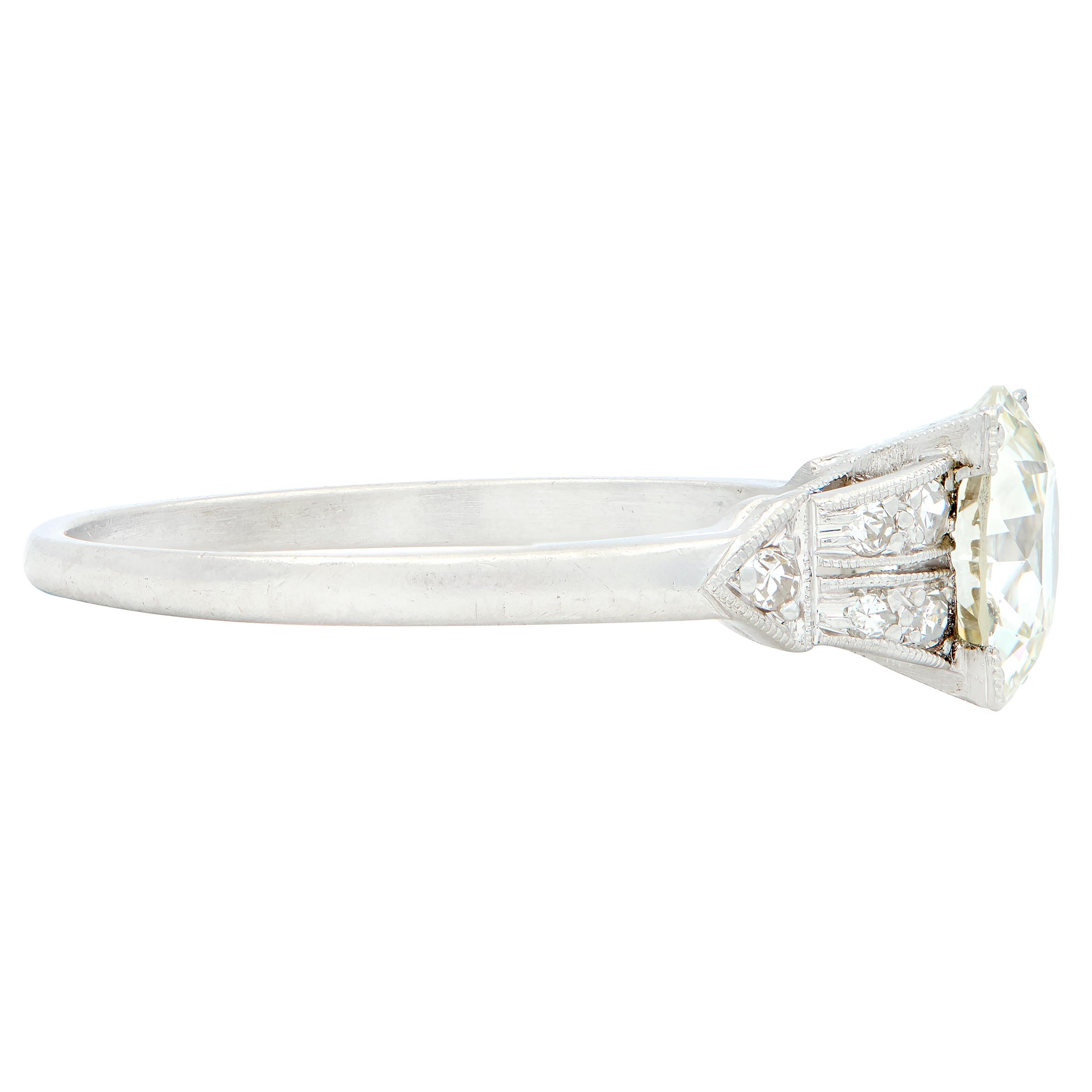 Art Deco 1.25 Center Old European Diamond Ribbon Vintage Engagement Ring