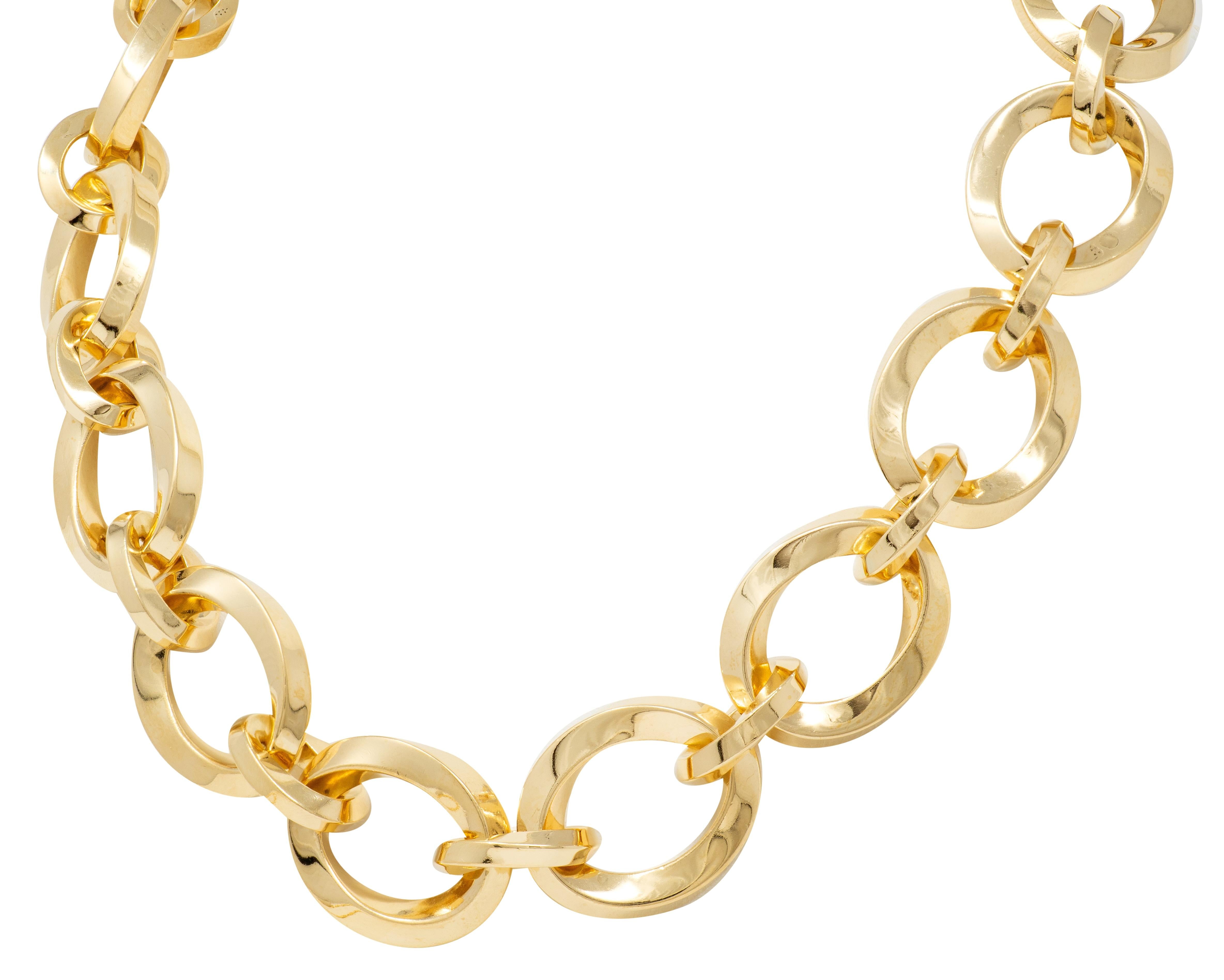 Tiffany & Co. 1980's 18 Karat Yellow Gold Twist Link Vintage Collar Necklace