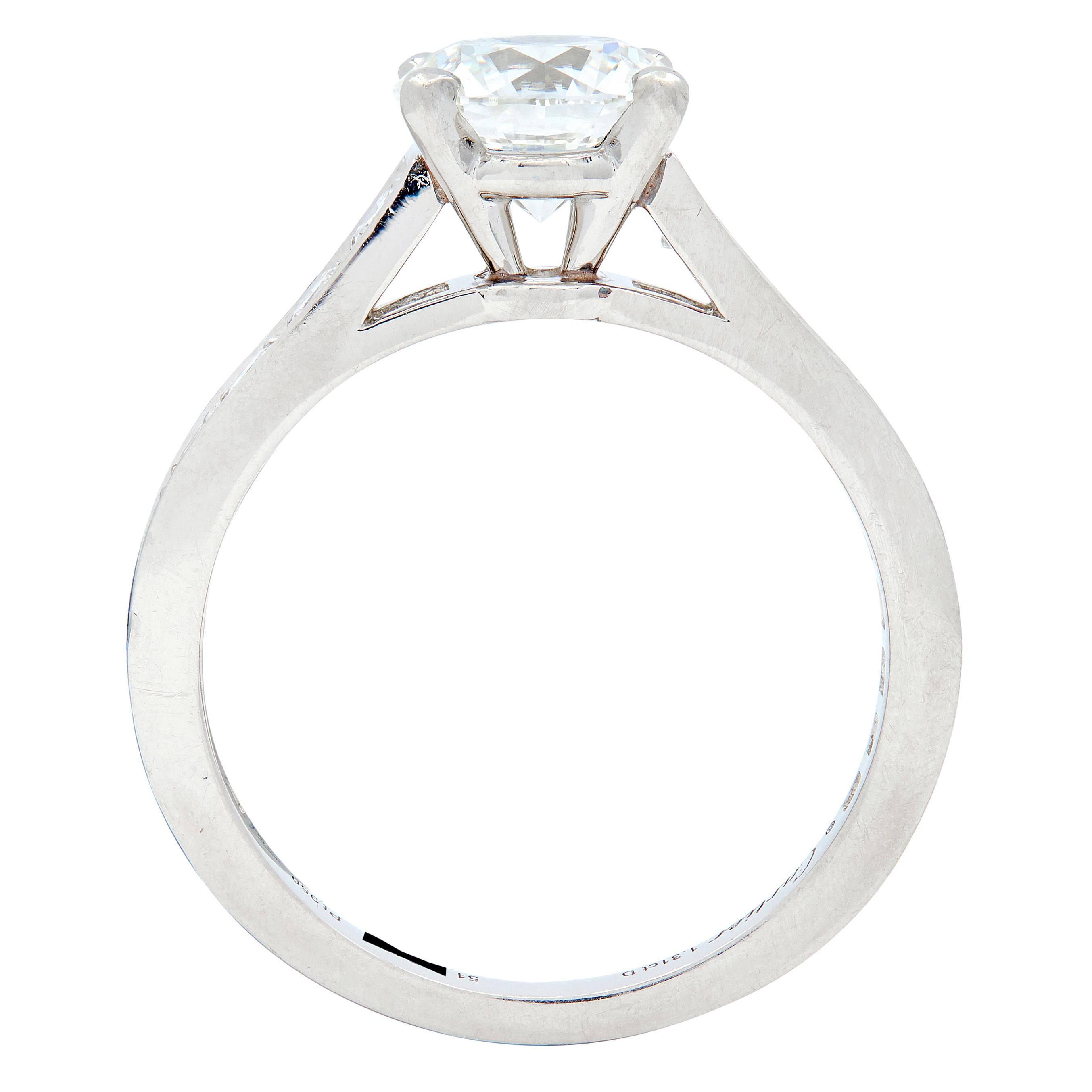 Cartier French 2.00 CTW Round Brilliant Cut Diamond Platinum Engagement Ring GIA
