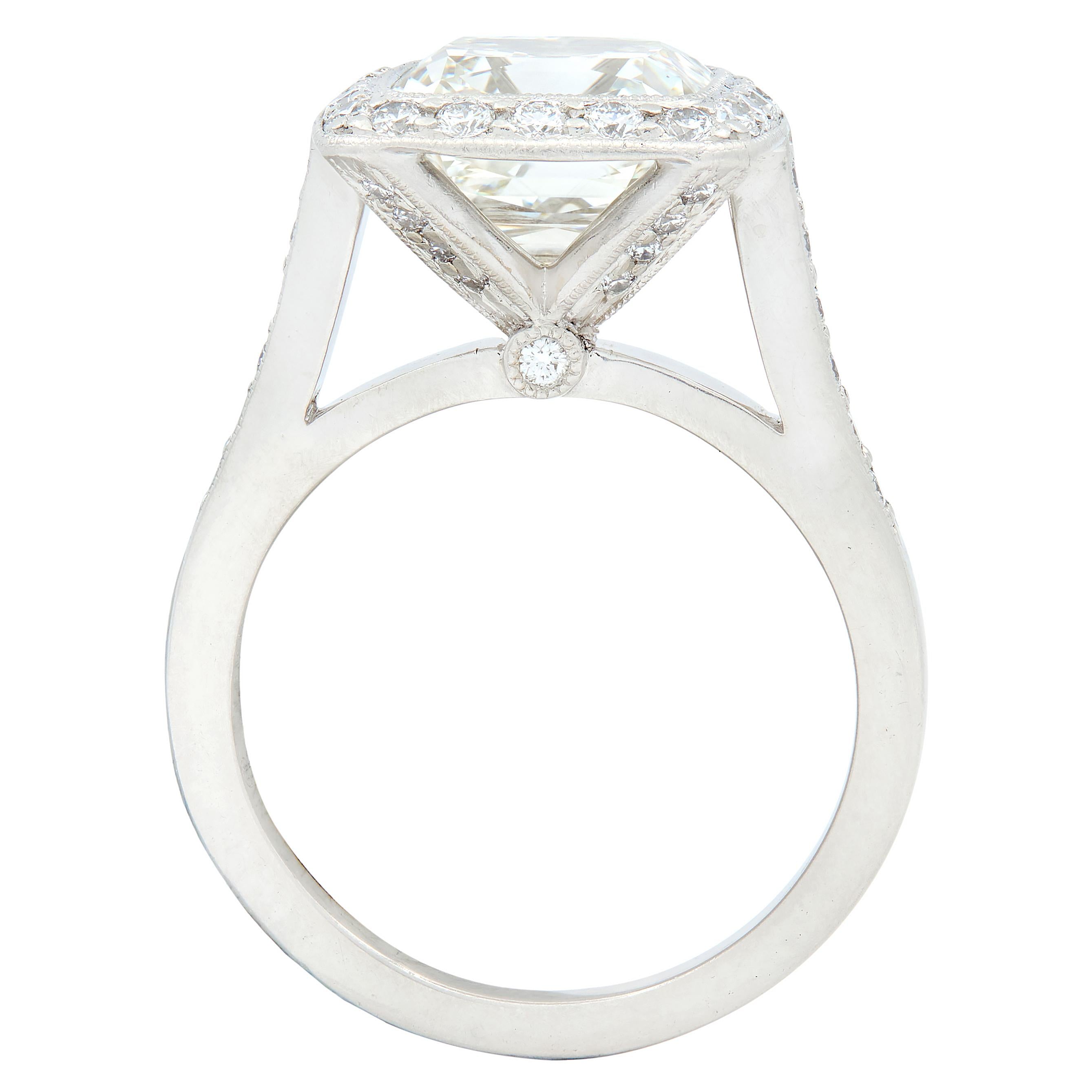 Tiffany & Co. 3.96 CTW Legacy Diamond Platinum Halo Engagement Ring GIA