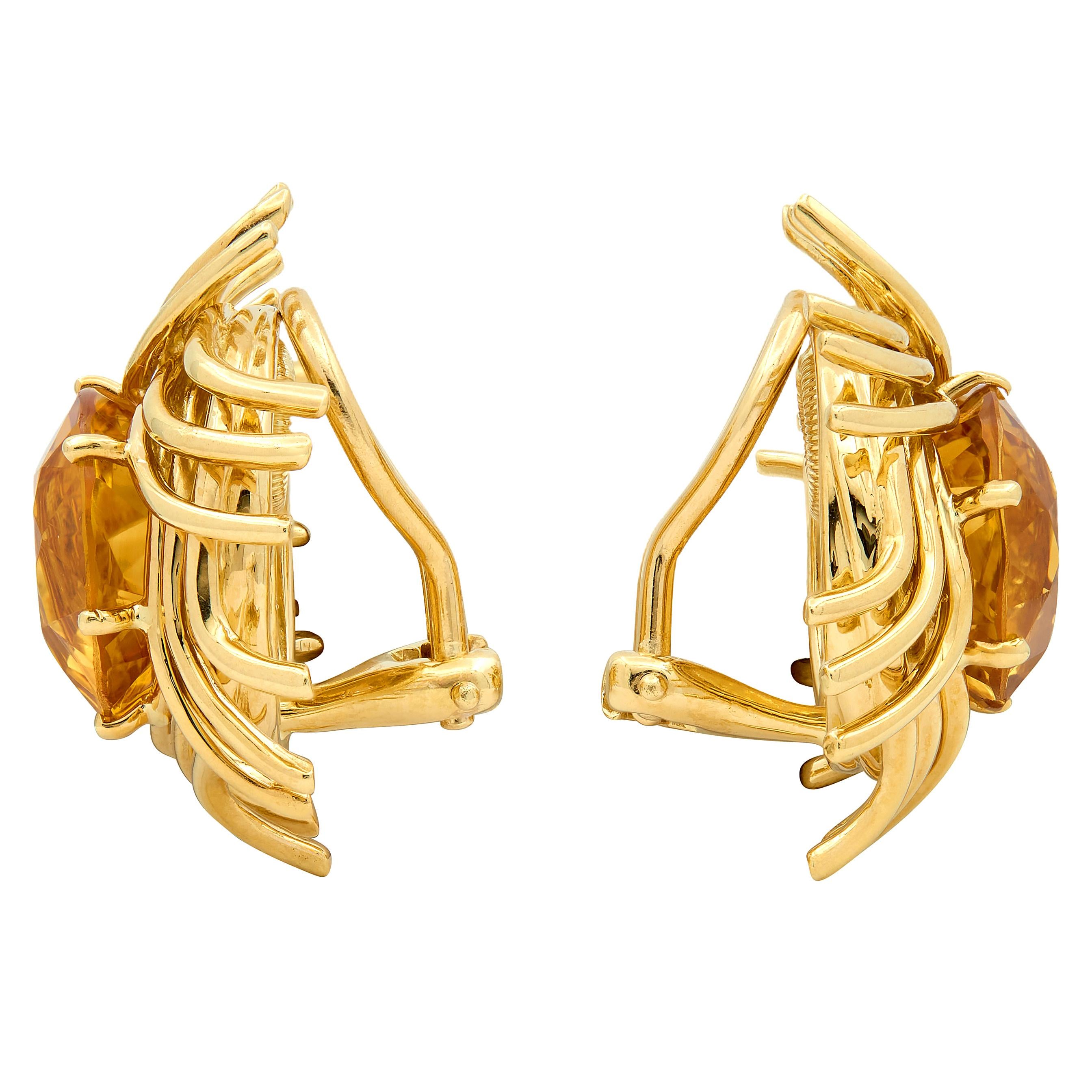 Tiffany & Co. Schlumberger Citrine 18K Gold Vintage Pinwheel Ear-Clip Earrings