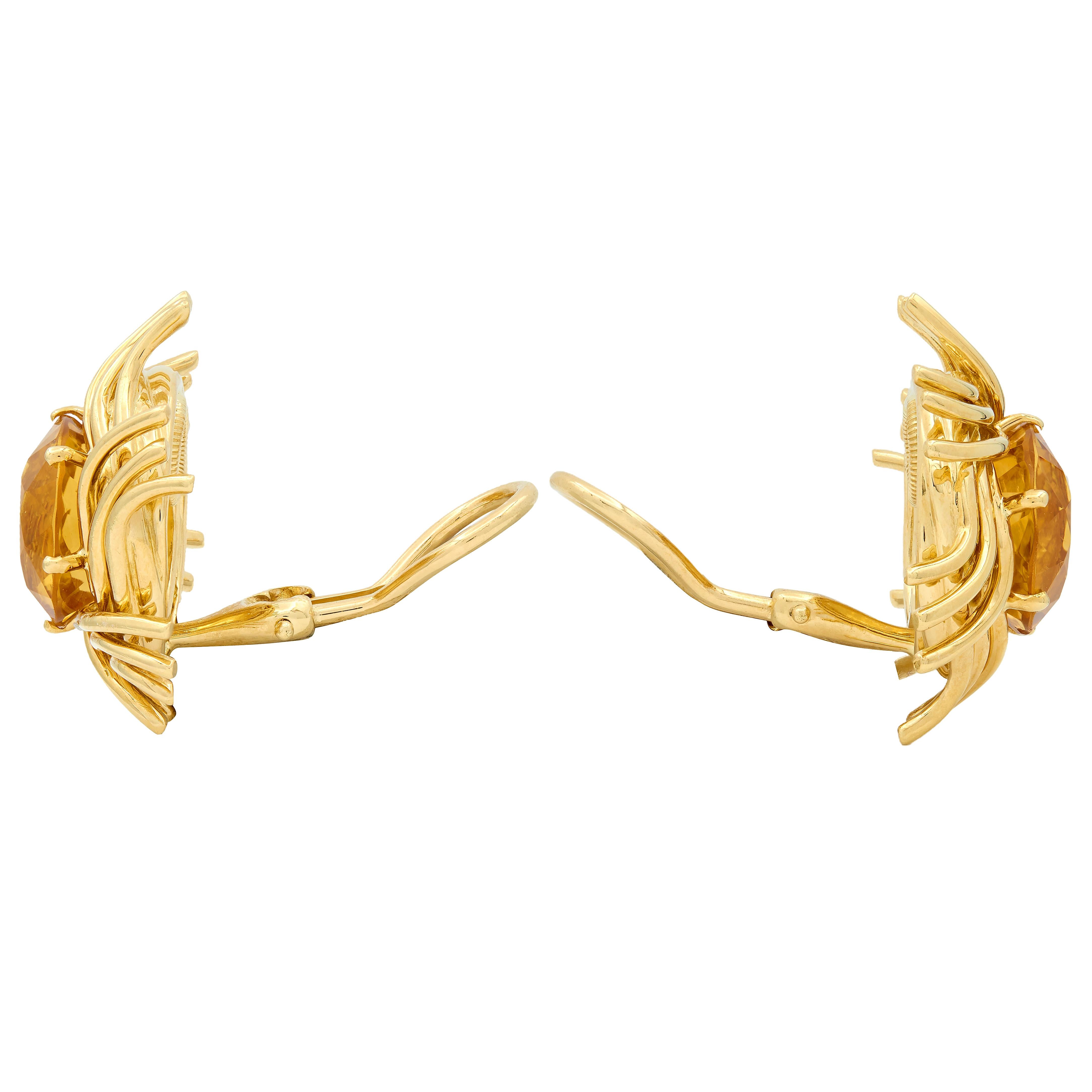 Tiffany & Co. Schlumberger Citrine 18K Gold Vintage Pinwheel Ear-Clip Earrings