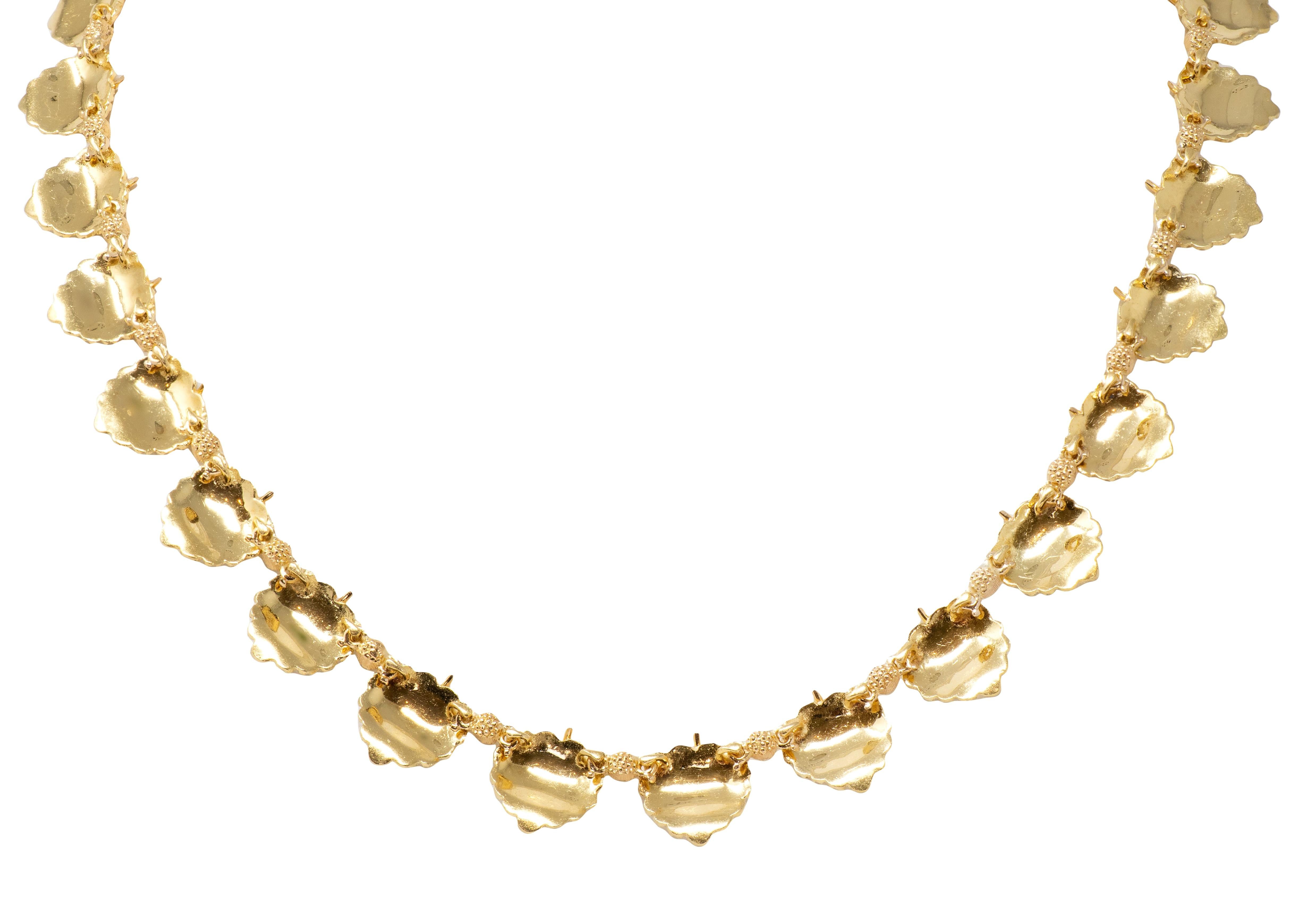 Mario Buccellati 1970's 18K Gold Vintage Mulberry Leaf & Berry Chain Necklace