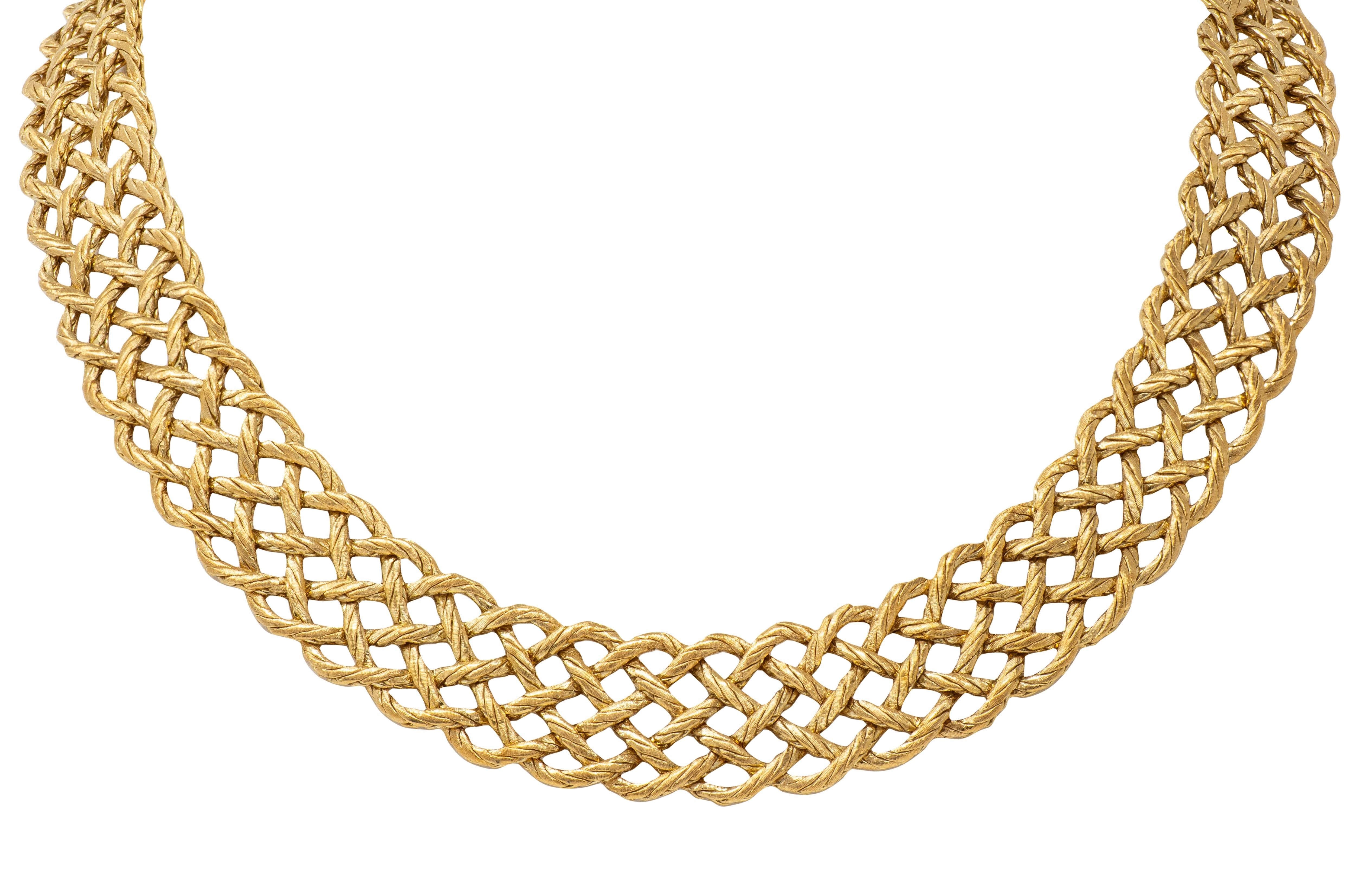 Buccellati 18 Karat Yellow Gold Woven Crepe De Chine Collar Necklace