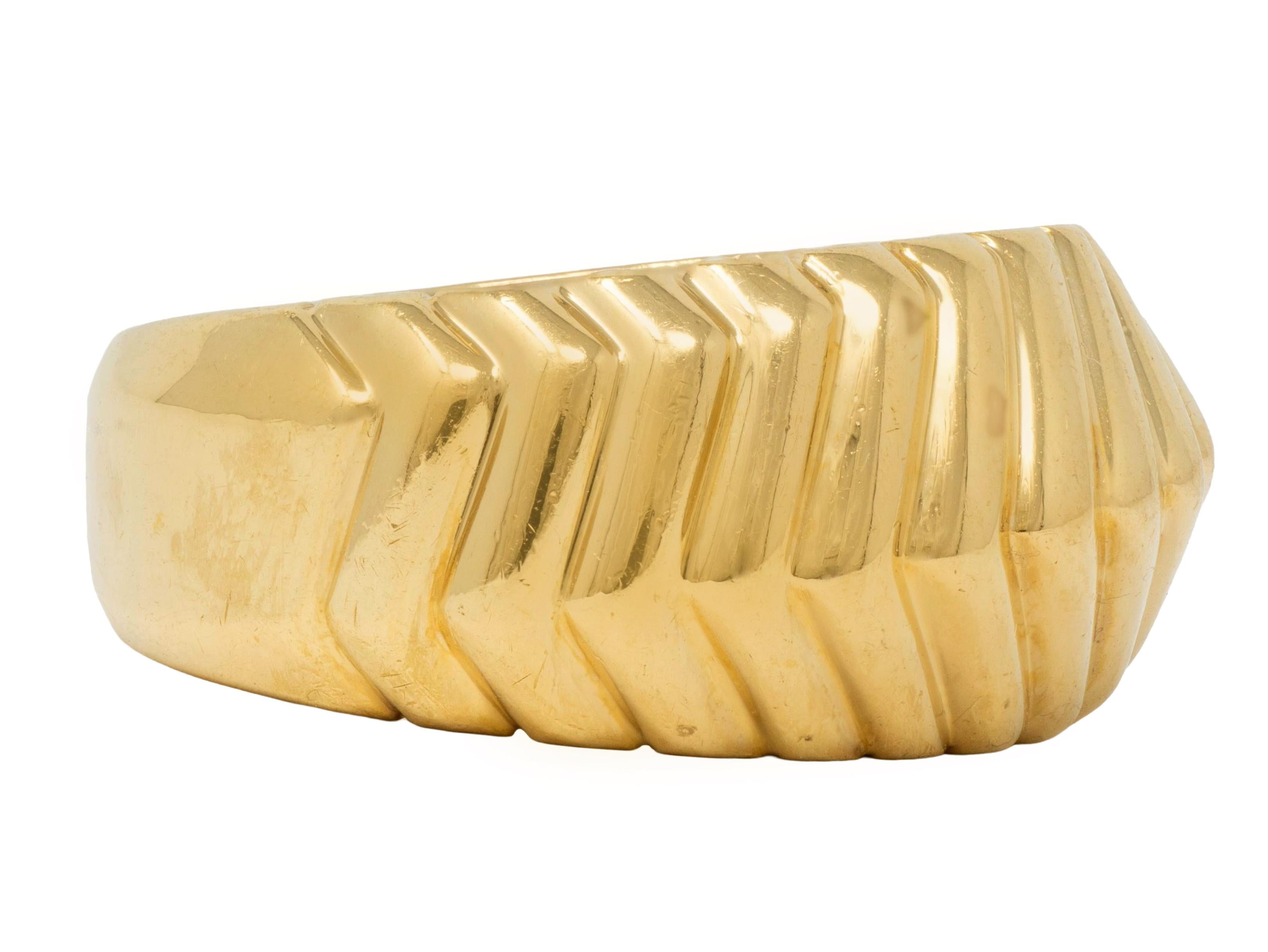 Tiffany & Co. 1998 18 Karat Yellow Gold Vintage Cordis Chevron Band Ring