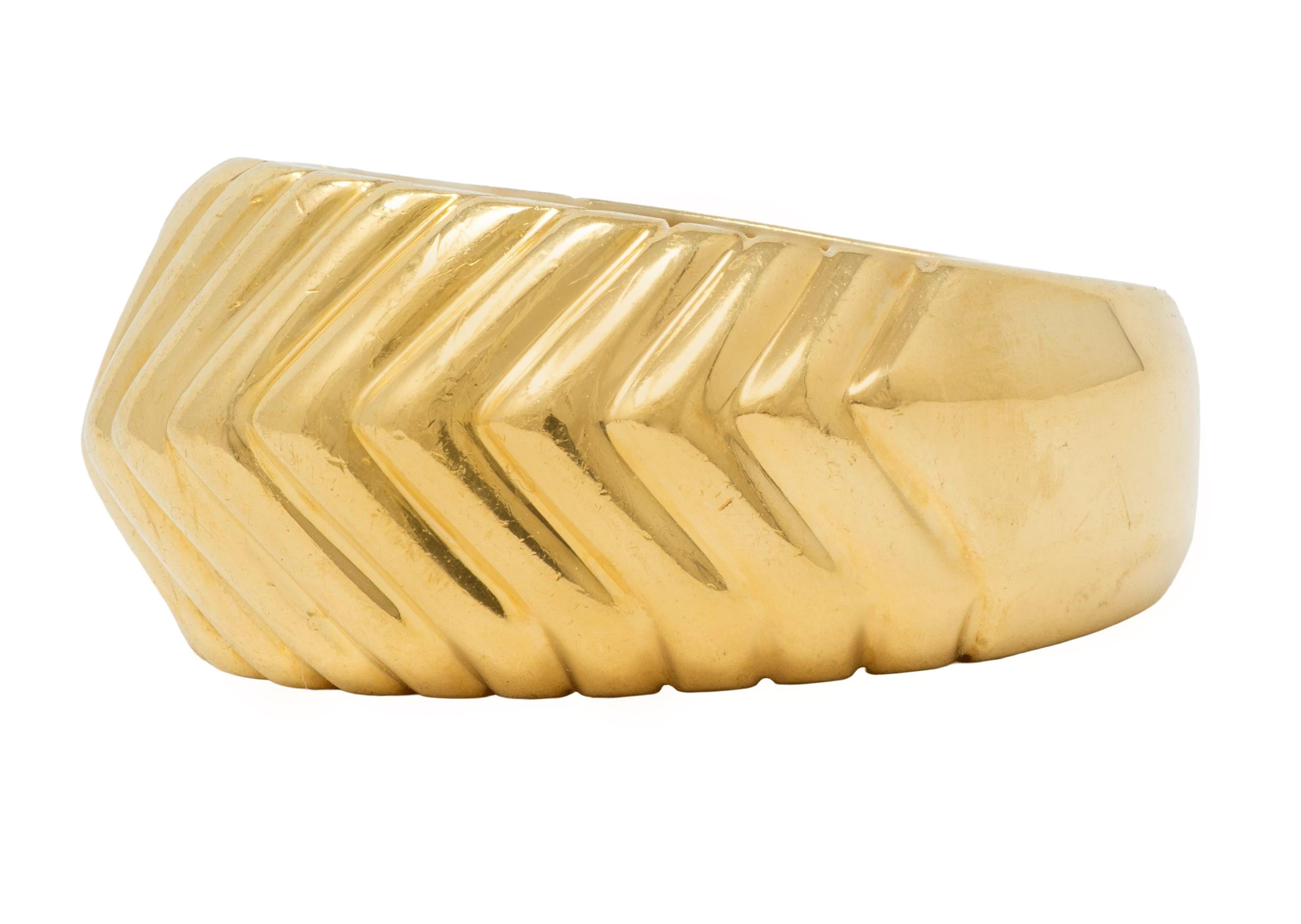 Tiffany & Co. 1998 18 Karat Yellow Gold Vintage Cordis Chevron Band Ring
